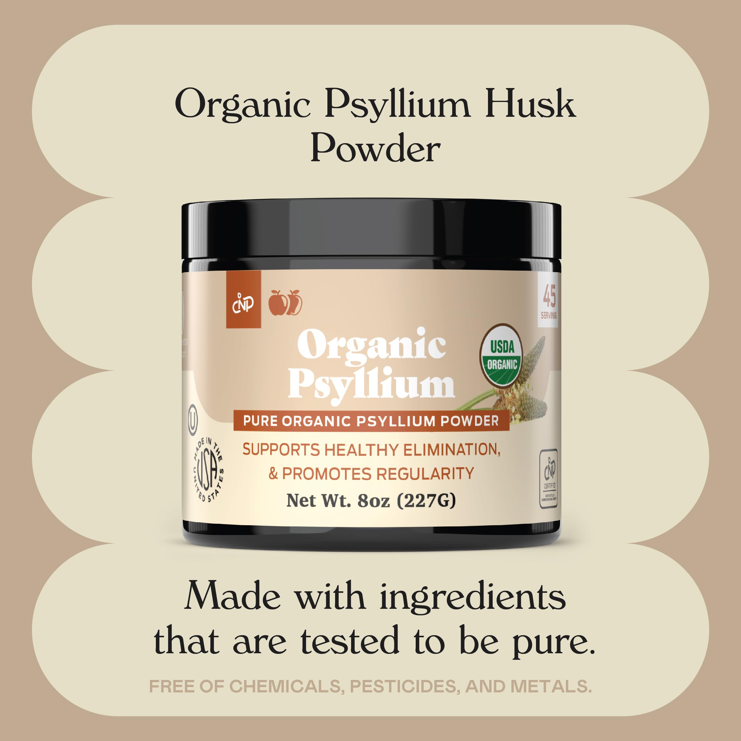 Organic Psyllium Husk Powder - 10oz (280g) Pure Whole Unflavored Fiber Supplement for Colon Cleanse & Digestive Health | Bulk Psyllium Seed Powder for Smoothies, Baking & Detox Drinks