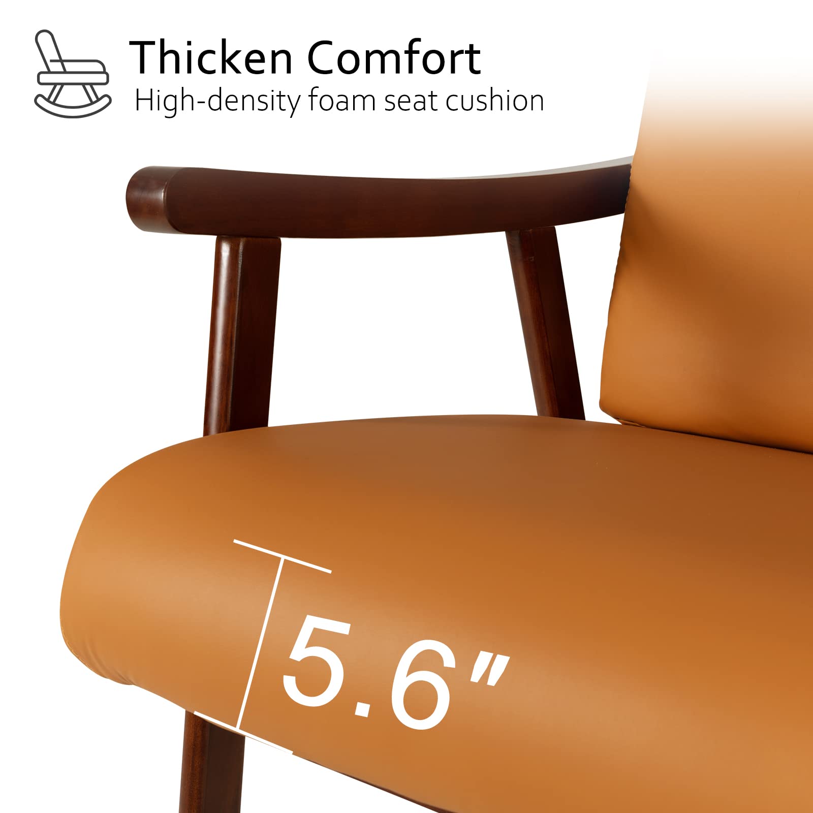 Okeysen Mid Century Modern Rocking Chair with Ottoman - Upholstered Leather Nursery Glider, Baby Nursing Chair & Lounge Armchair for Living Room, Bedroom - Perfect for Relaxing, Nursing & Nursery Decor