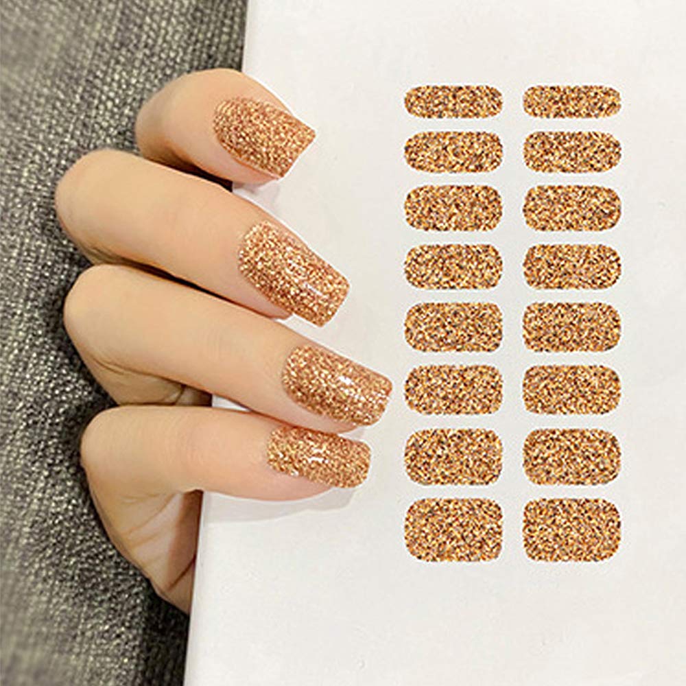 12 Sheets Glitter Nail Wraps - Self-Adhesive Nail Polish Strips in Solid Colors | Shiney Full Wrap Nail Art Decals for Women & Girls | Perfect for Manicures, Parties, Weddings & Special Occasions