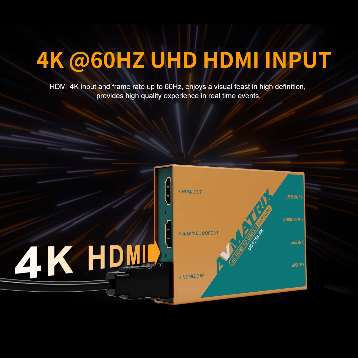 AVMATRIX UC1218 4K HDMI 2.0 to USB 3.0 Video Capture Card - Live Streaming Device for PC & Mac - Perfect for OBS, Vmix, YouTube, Zoom, Teams, Twitch - Ideal for Online Conferences, Church Services, Teaching & Gaming Streams