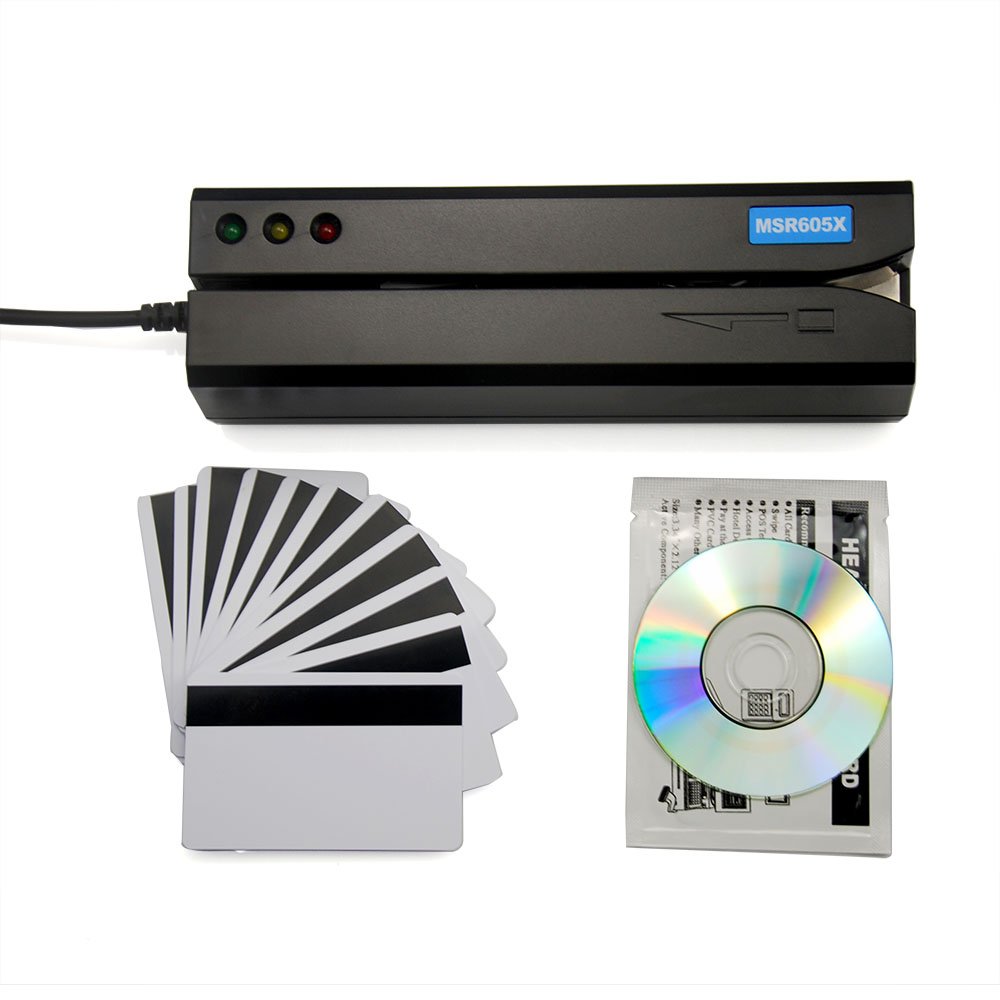 Deftun MSR605X USB Magnetic Stripe Card Reader Writer Encoder - MSR206 Compatible for Credit/Debit/Gift Cards - Perfect for Small Business, Retail Stores & POS Systems