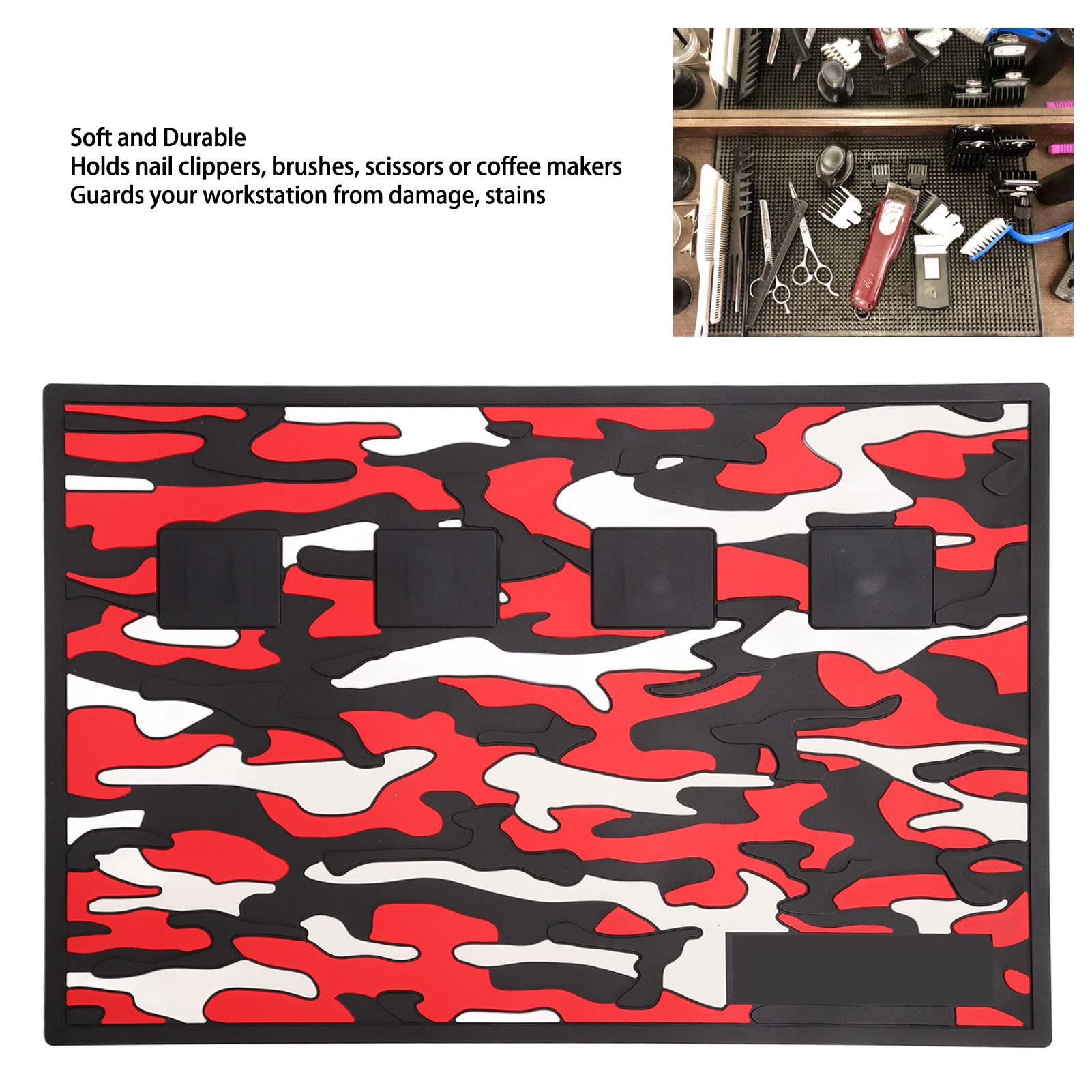 Professional Barber Slip Mats - Non-Slip Salon Organizer Mat for Shaving Tools, Silicone Barber Station Pad - Perfect for Haircut Stations, Grooming & Styling Areas