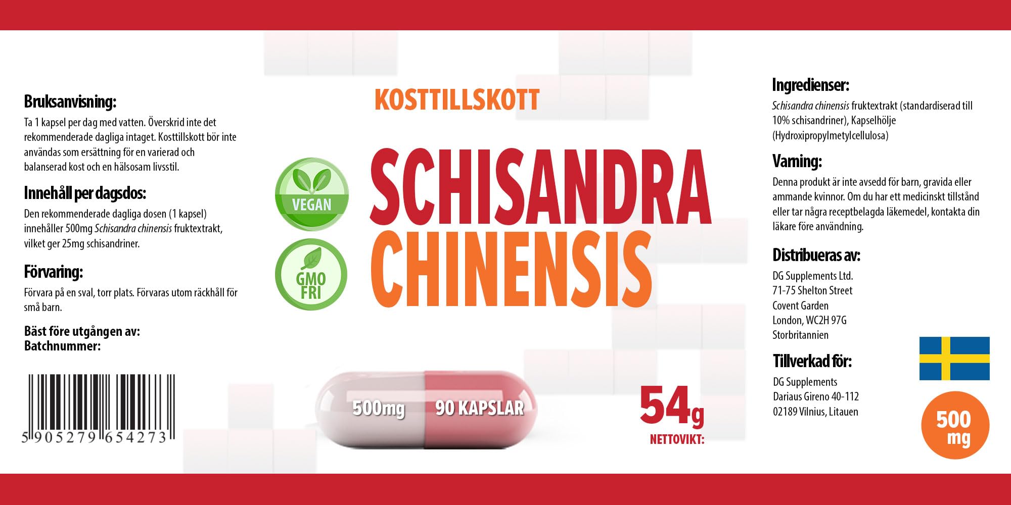 Organic Schisandra Chinensis 500mg Capsules - 90 Vegan Caps with 10% Schisandrins, AGROLAB Germany Certified, Gluten-Free & Non-GMO - Supports Immune Health & Stress Relief for Daily Wellness