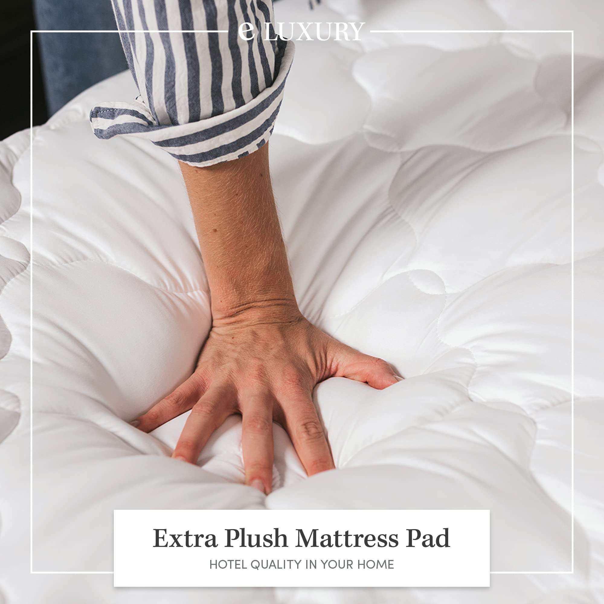 Premium Pillow Top Mattress Pad with Fitted Skirt & 18
