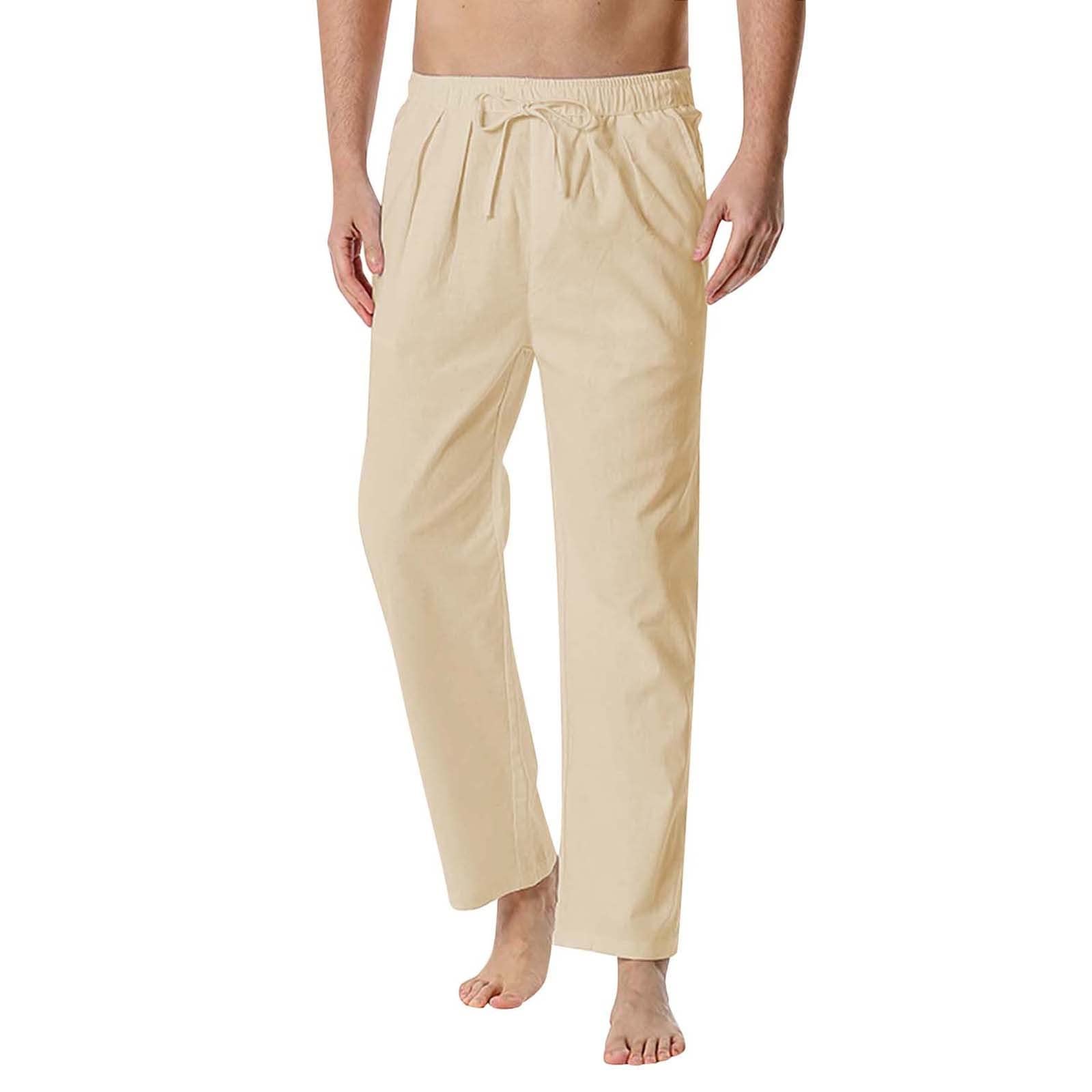 Men's Convertible Quick-Dry Lightweight Pants - Breathable Cotton Linen Casual Lounge Pants for Travel, Yoga & Home Wear