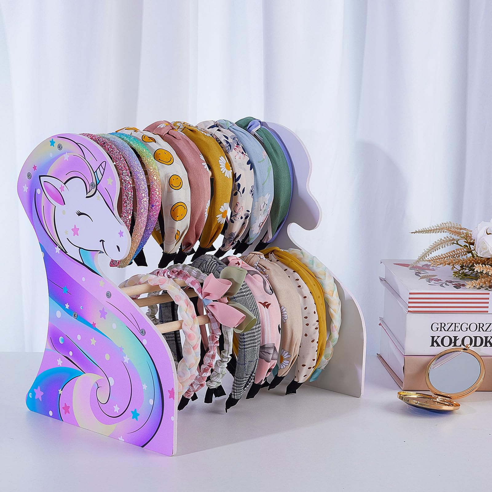 Unicorn Castle Headband Holder - Adjustable Double Layer Hairband Organizer for Girls - Jewelry Bracelet Display Rack - Perfect for Bedroom, Bathroom & Kids Room Decor