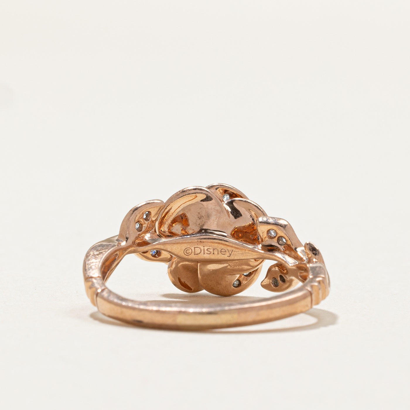 Disney 10K Rose Gold Rose Ring with 0.10ctw Diamond Accents | Size 5 | Elegant Jewelry for Women | Perfect Gift for Anniversary, Valentine's Day & Special Occasions