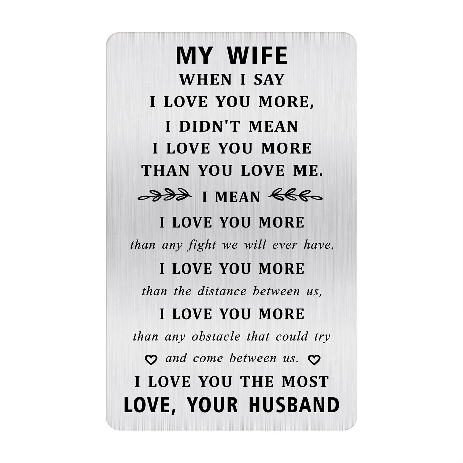 TGCNQ Love Wallet Card - Wife Gift for Birthday & Mother's Day - Romantic Keepsake for Her