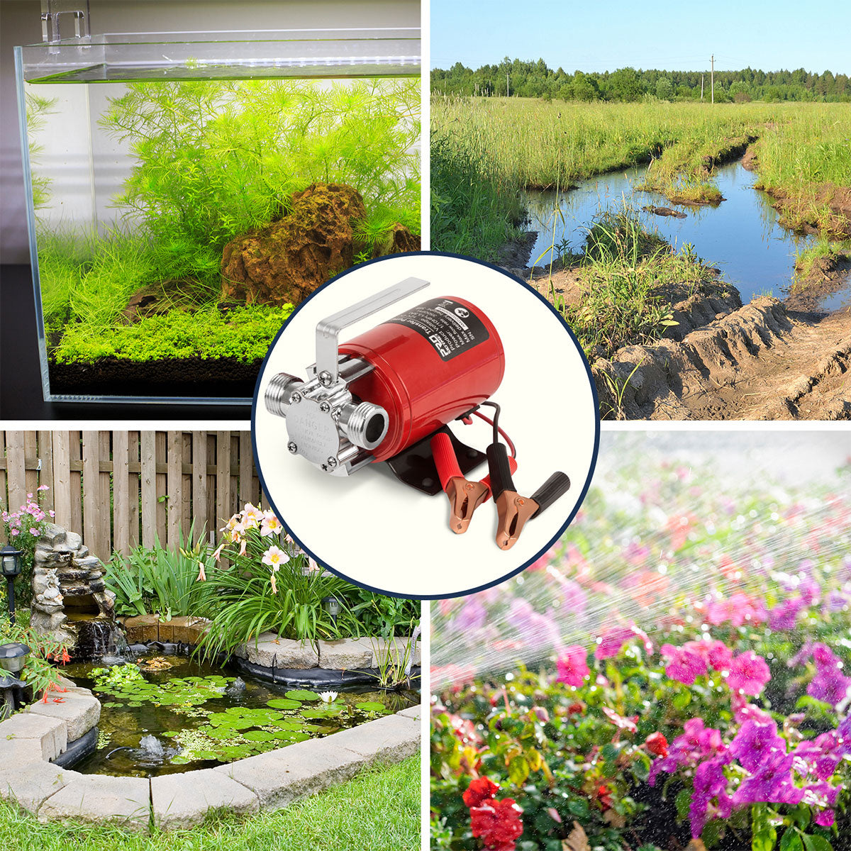 1/10HP Mini Portable Water Transfer Pump - DC Powered for Aquariums, Fountains & Small Ponds | Ideal for Home, Garden & Outdoor Water Circulation