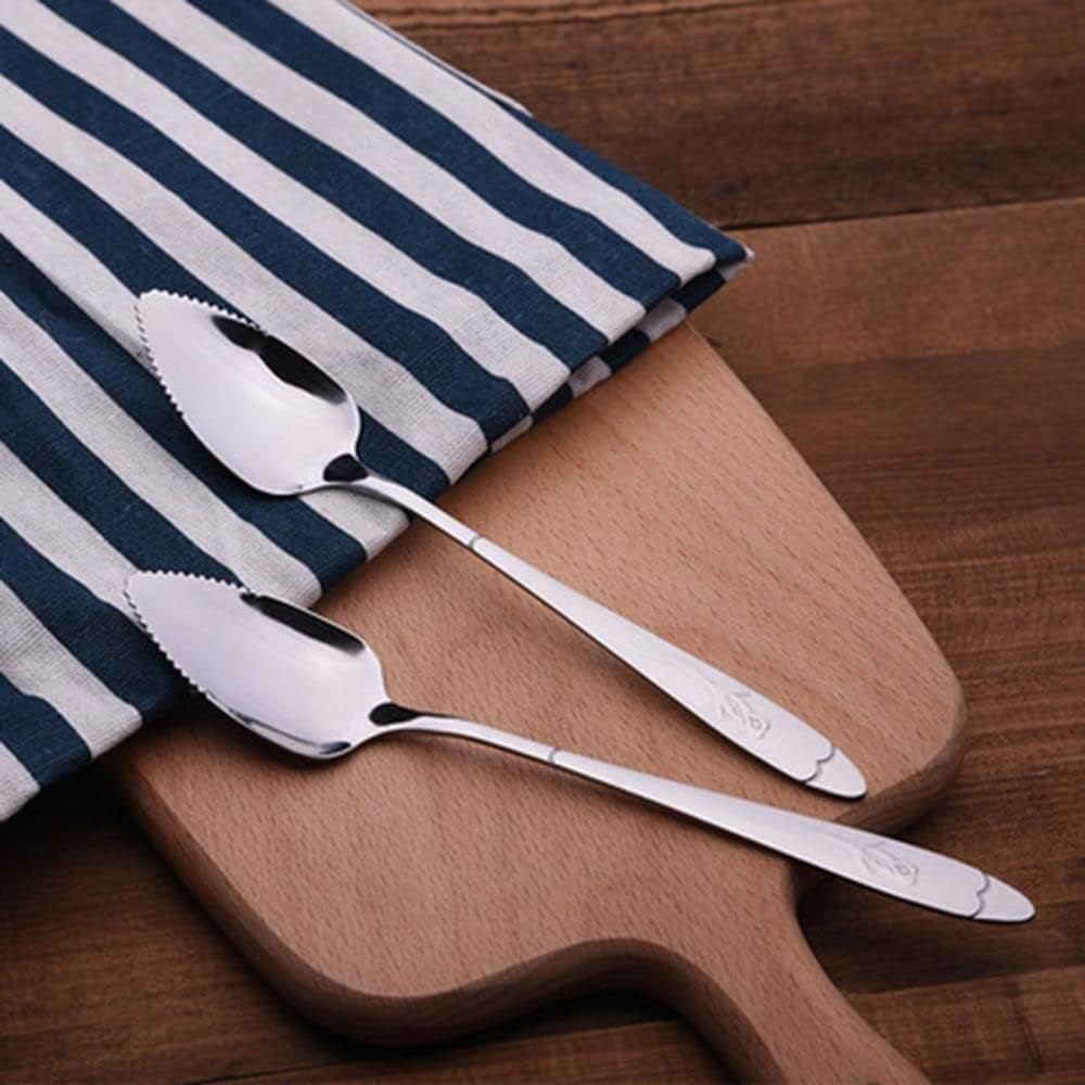 Premium Stainless Steel Grapefruit Spoons - Serrated Edge for Citrus Fruits, Kiwi, Avocados, Salads & Desserts | Durable Kitchen Utensils for Breakfast, Brunch & Fruit Serving