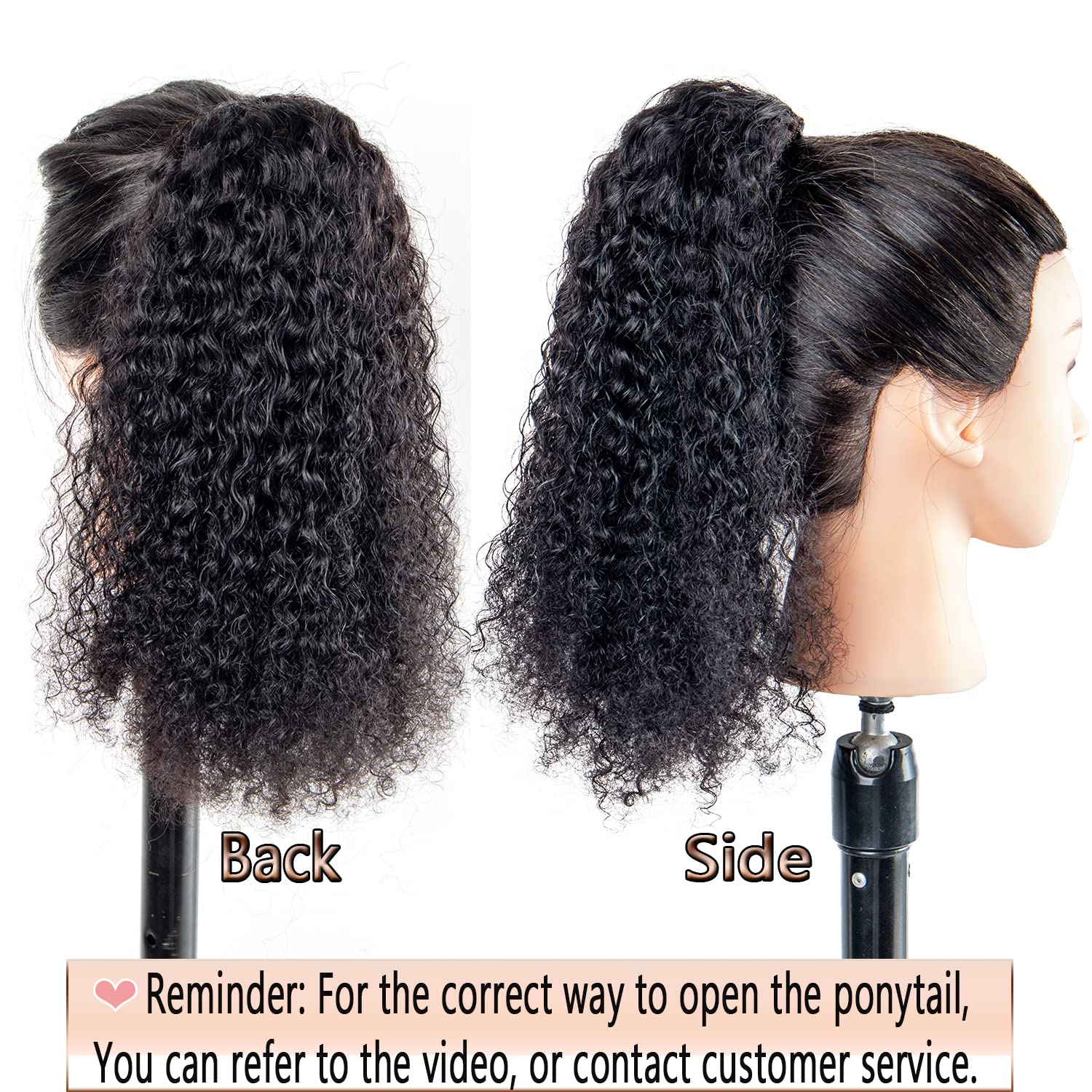 22 Inch Kinky Curly Human Hair Ponytail Extension - Natural Black Afro Puff Drawstring Clip-in Ponytail for Women | Perfect for Protective Styles, Everyday Wear & Special Occasions