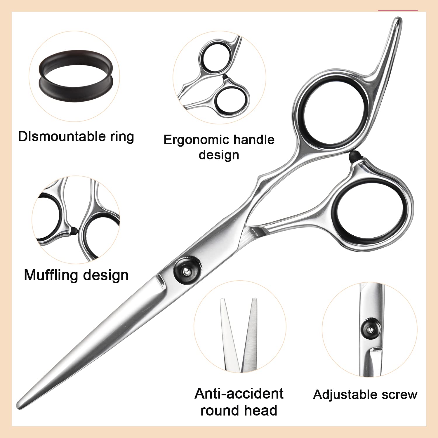 Premium Hair Cutting Scissors Set - Professional Barber Shears for Stylists, Hairstyling, Trimming & Beard Grooming | Sharp Stainless Steel Hairdressing Scissors for Men & Women | Perfect for Salons, Home Use & DIY Haircuts