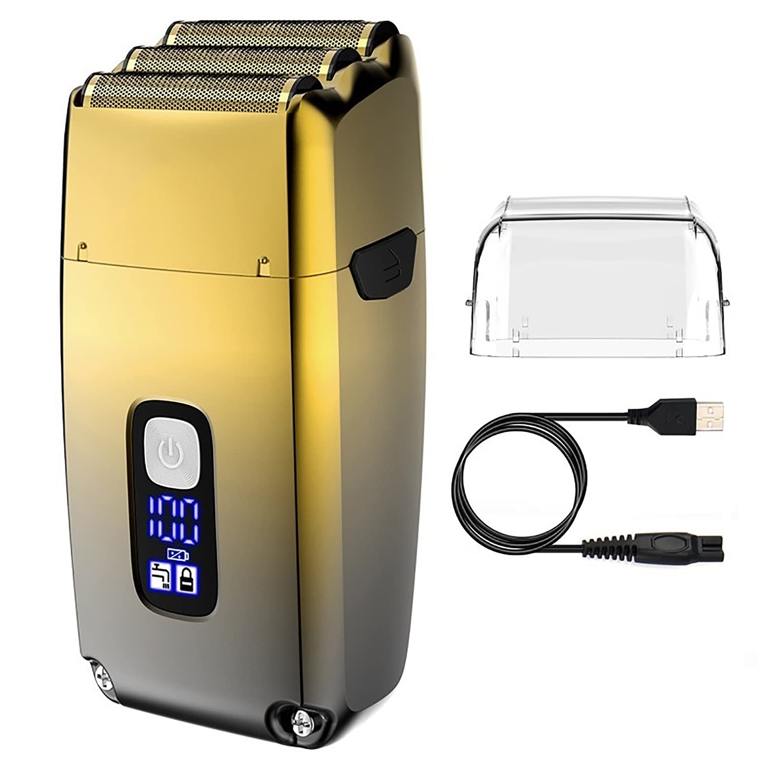 Premium Rechargeable Electric Razor for Men - 3-Blade Wet/Dry Shaver for Beard & Head Shaving, Powerful Cordless Trimmer with Travel Case - Perfect for Home, Travel & Grooming Gifts