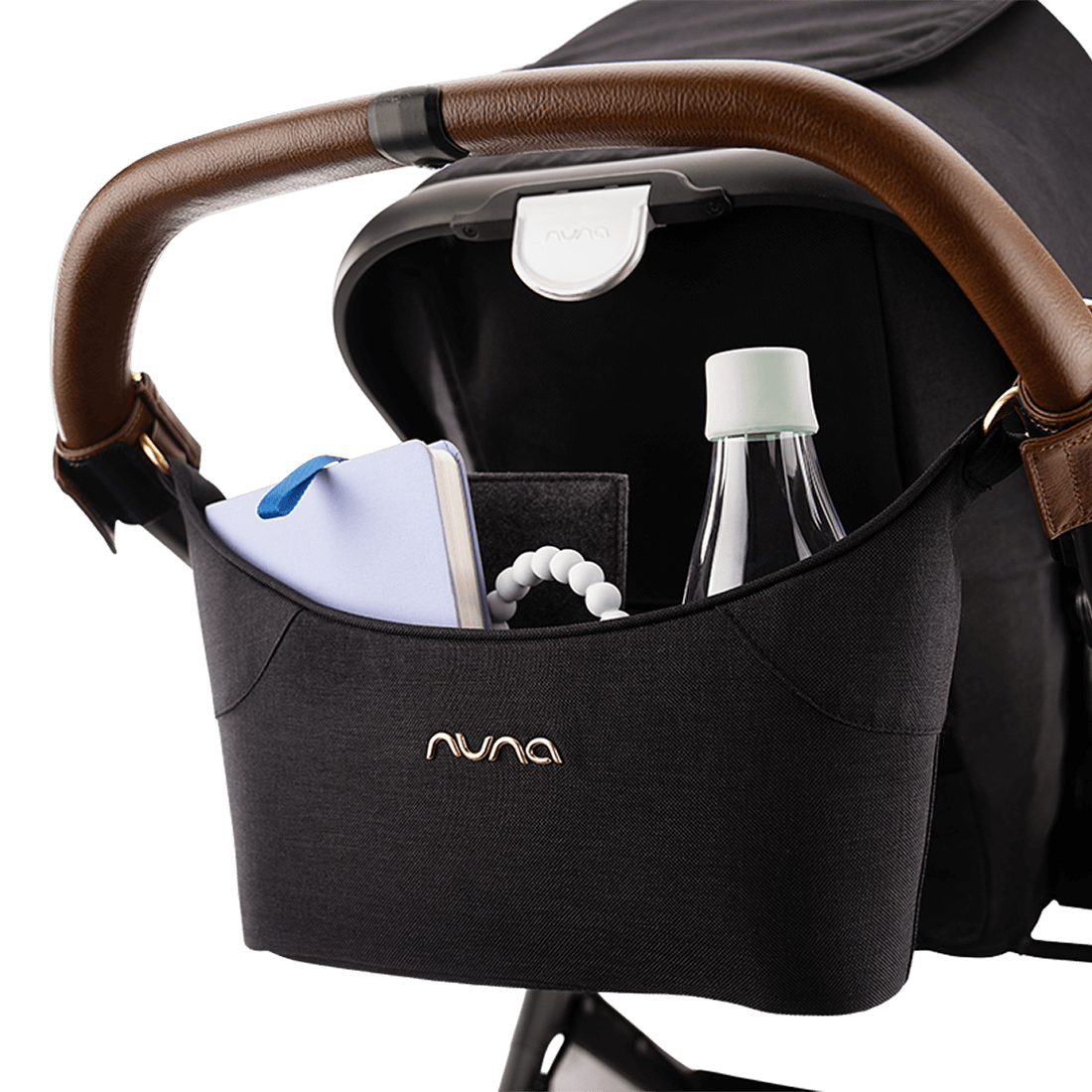 Nuna Stroller Organizer in Caviar - Premium Baby Stroller Accessory for Diapers, Bottles & Essentials - Perfect for Shopping, Travel & Daily Walks