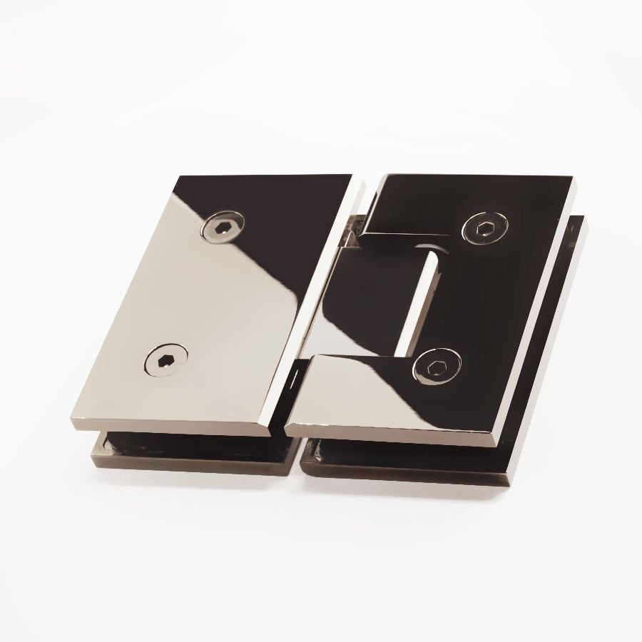 FORGE Shower Hinge Glass to Glass 180 Degree 10mm Thick Polished Nickel - Perfect for Frameless Shower Doors & Bathroom Glass Partitions