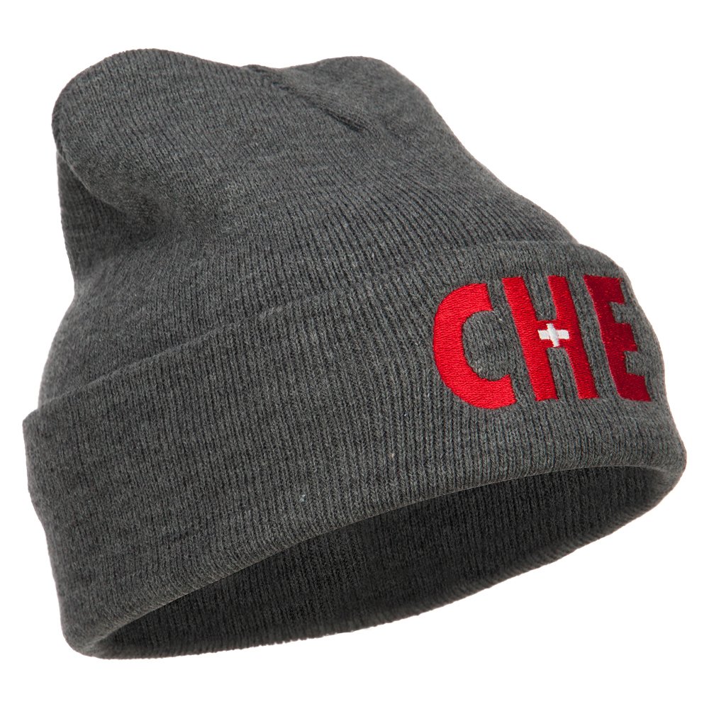 Swiss Che Flag Embroidered Long Beanie - Warm Winter Hat for Men & Women - Perfect for Skiing, Snowboarding & Outdoor Activities