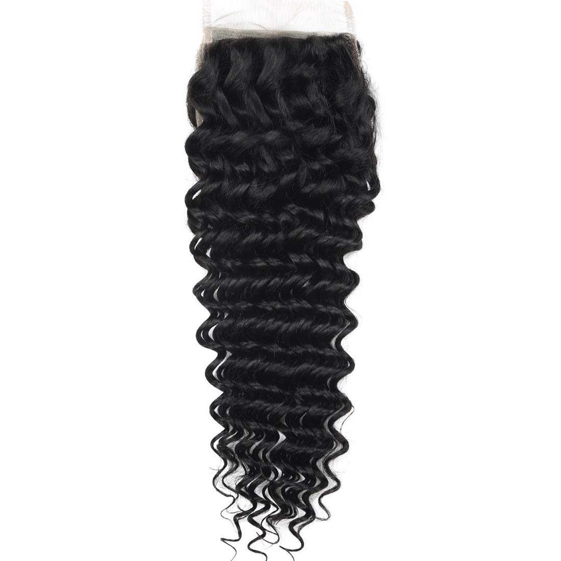 Brazilian Virgin Human Hair Bundles with Lace Closure - 100% Unprocessed Deep Wave Hair Extensions (16