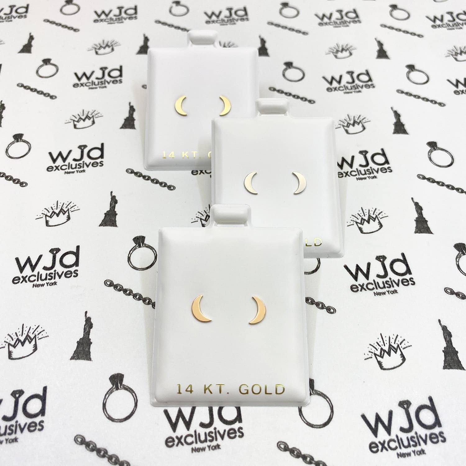 14K Yellow Gold and White Gold Half Moon Stud Earrings - 0.3