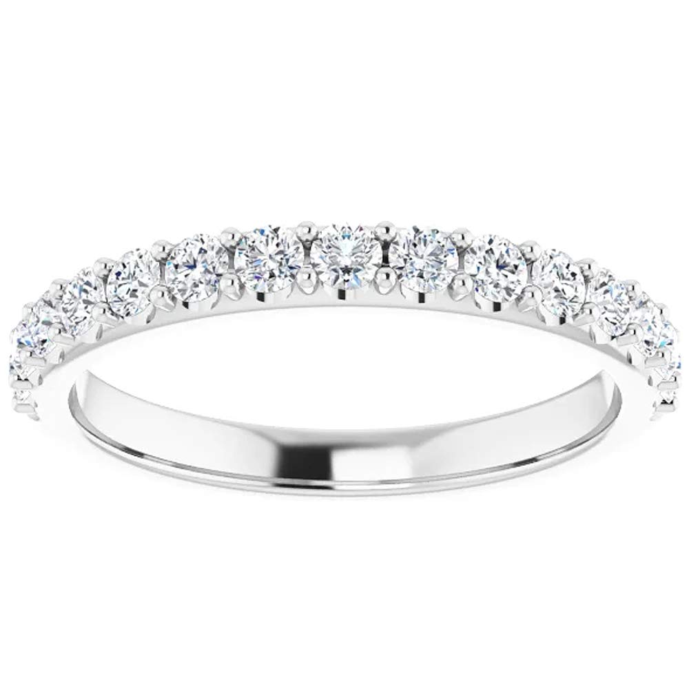 1/2 Carat Lab Grown Diamond Stackable Ring for Women - 14K White Gold Anniversary & Wedding Band - Perfect for Stacking, Bridal Sets, and Everyday Elegance