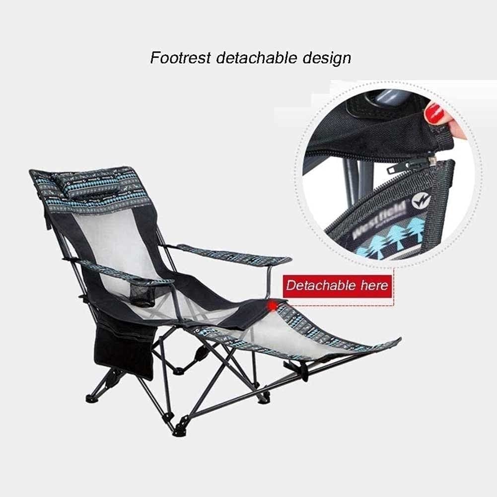Premium Folding Camping Chair with Headrest & Footrest - Heavy Duty 110kg Capacity, Portable Recliner for Outdoor Camping, Hiking, Backpacking, Beach, BBQ, Picnics and Tailgating - Includes Storage Bag for Easy Transport