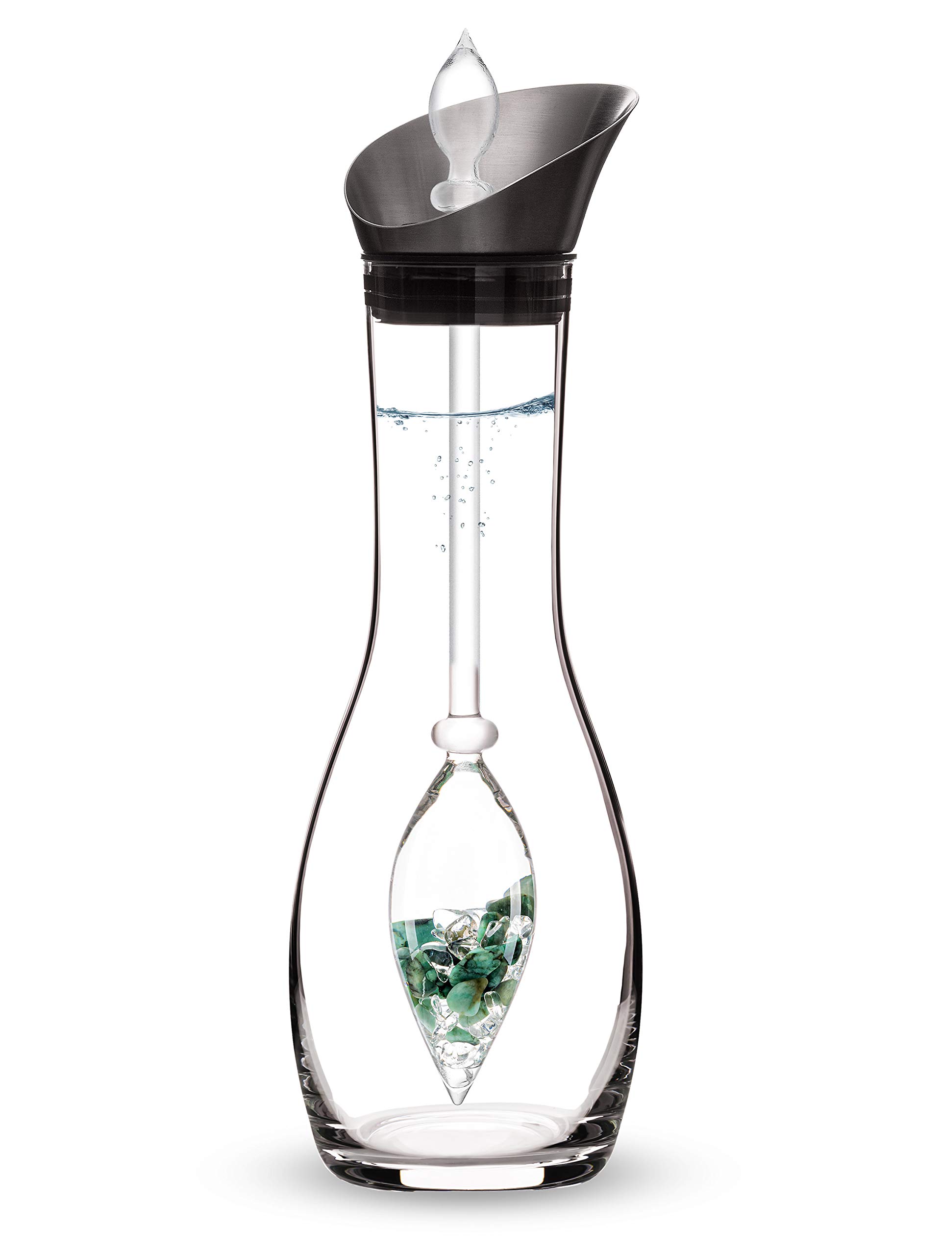 VitaJuwel Era VITALITY Crystal Water Carafe with Emerald & Clear Quartz - Natural Mineral Infusion for Enhanced Hydration | Perfect for Home, Office & Wellness Retreats