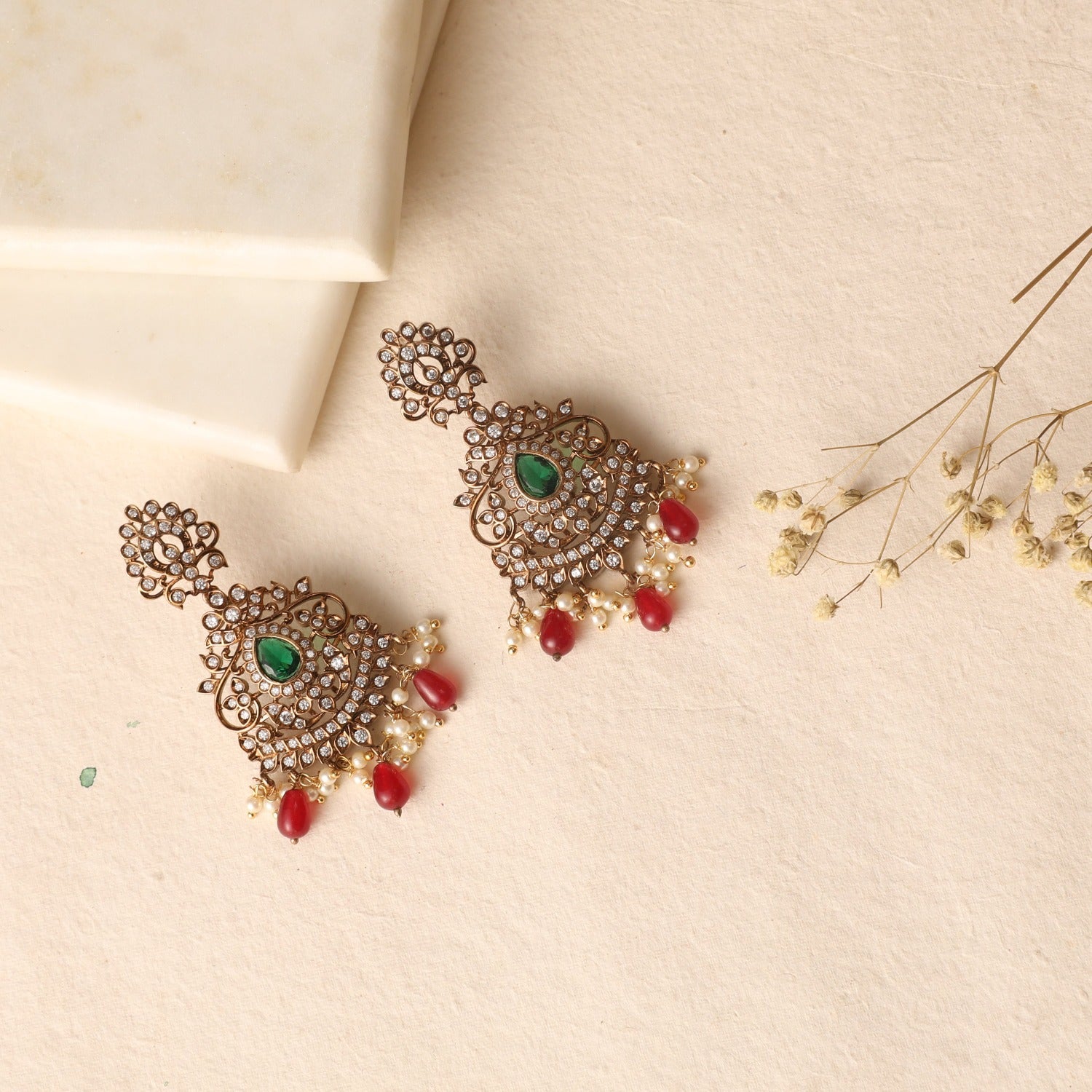 Vaksta Nakshatra CZ Drop Earrings – Elegant Cubic Zirconia Dangle Earrings for Women, Perfect for Parties, Weddings & Evening Events