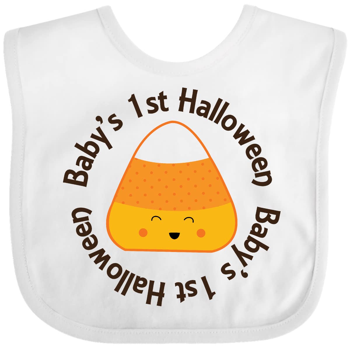 Inktastic First Halloween Candy Corn Baby Bib - Adorable & Soft for Infants - Perfect for Halloween Parties, Photo Shoots & Trick-or-Treating