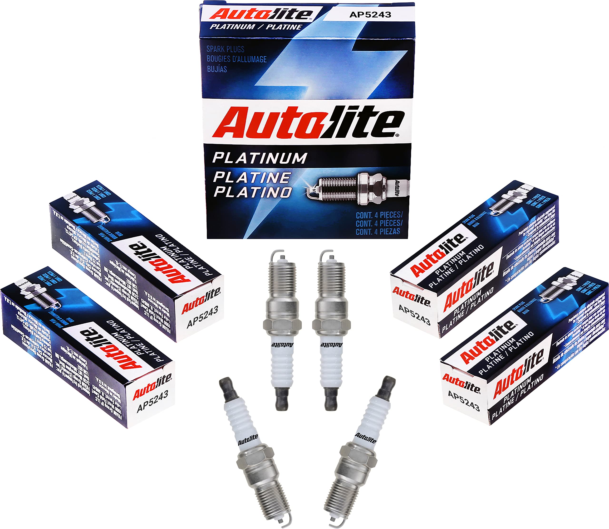 Autolite Platinum AP5243 Spark Plugs - 4 Pack | High Performance Iridium Spark Plugs for Cars, Trucks & SUVs | Improves Fuel Efficiency & Engine Performance | Perfect for Daily Commuting & Road Trips