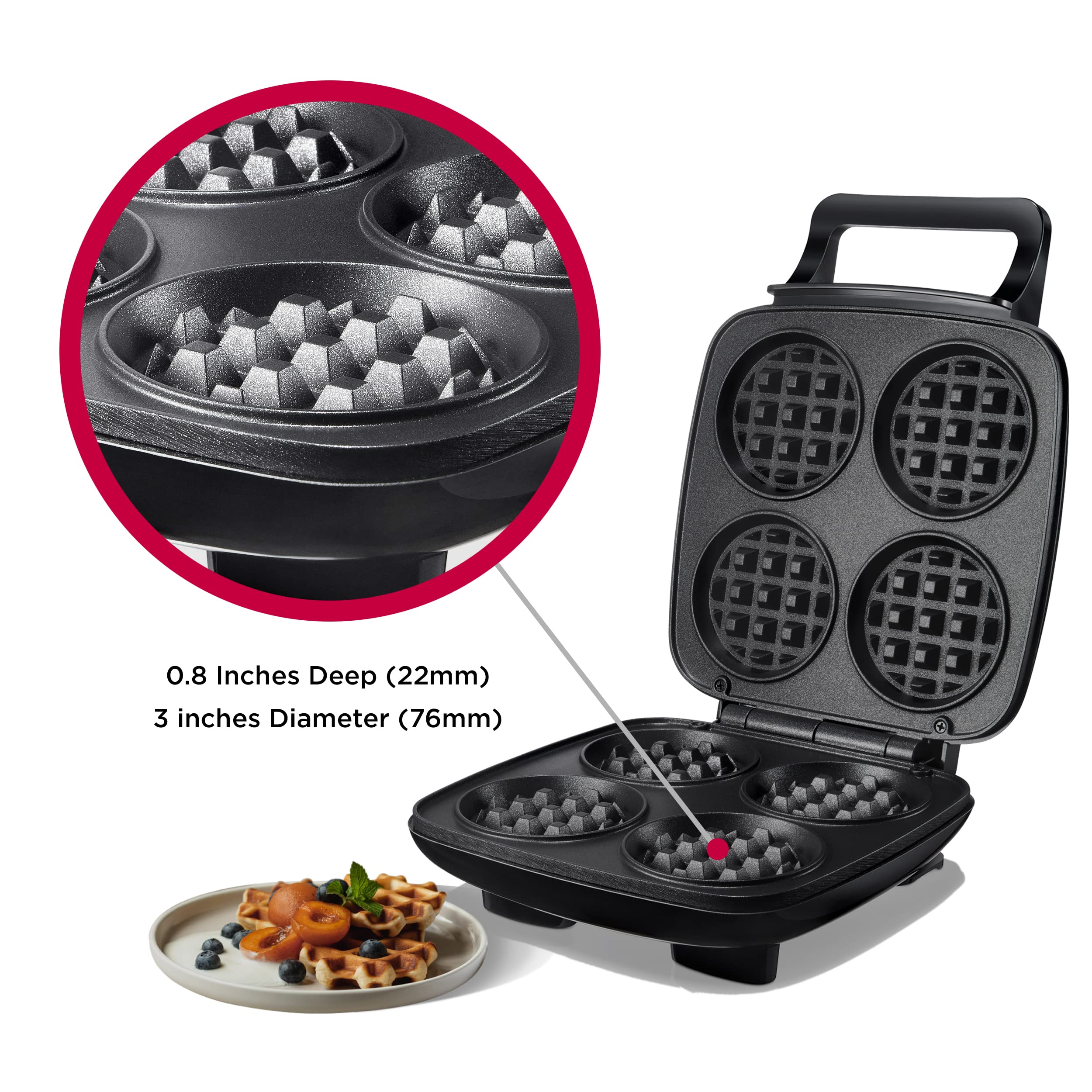 Mywaffle Classic Waffle & Chaffle Maker - Non-Stick Belgian Waffle Iron for Keto, Churro, Dessert & Breakfast - Deep Plates, Easy Clean - Perfect for Family Brunch, Keto Diet & Holiday Gatherings