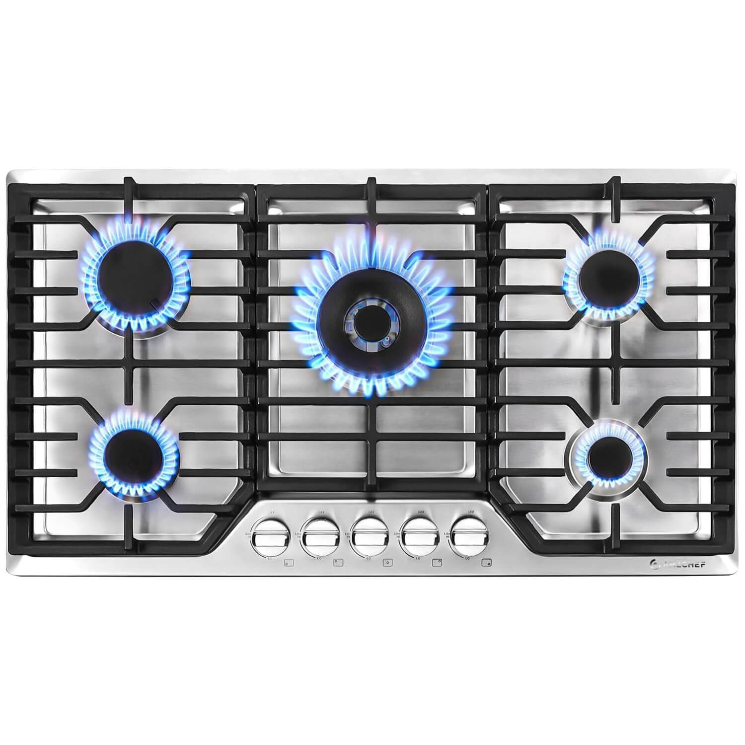 AMZCHEF 30 Inch Gas Cooktop with 5 Italian SABAF Burners - High Power Stove for Professional Cooking, Home Kitchen & Outdoor BBQ