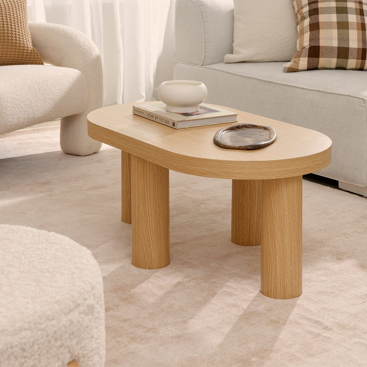 Modern Oval Coffee Table - Solid Wood Living Room Center Table with Storage Shelf for Small Spaces - Perfect for Apartments, Lounges & Cozy Home Decor