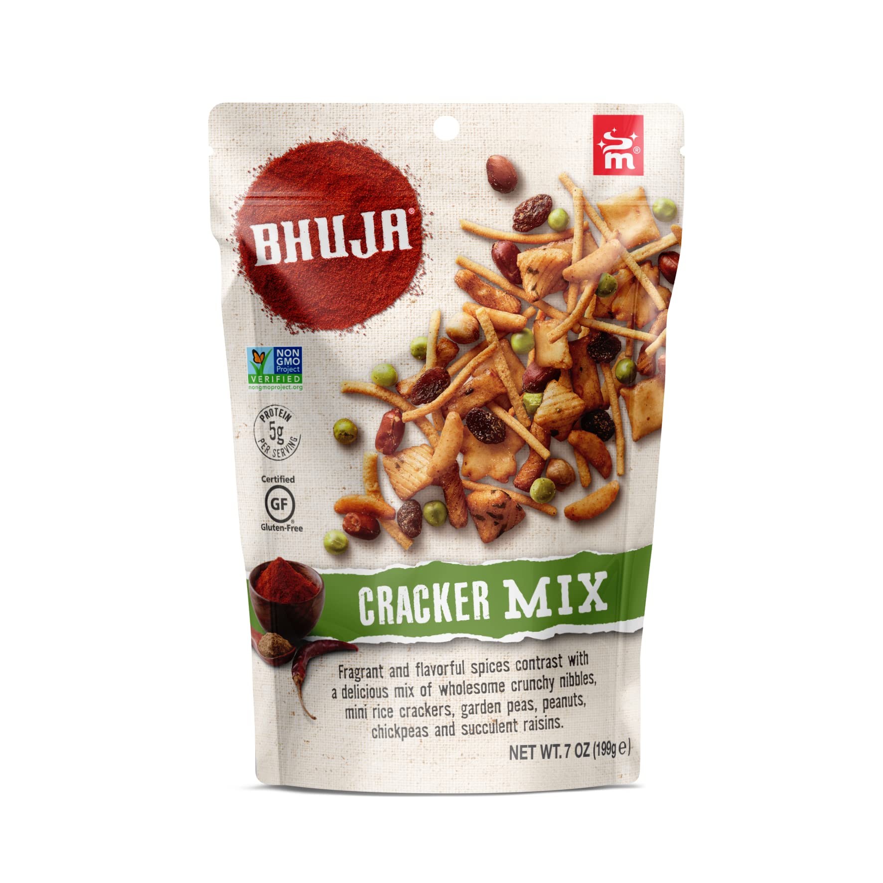 Bhuja Cracker Mix - 7 oz Bags (Pack of 6) | Crunchy Snack Mix with Nuts & Spices | Perfect for Parties, Travel & Healthy Snacking