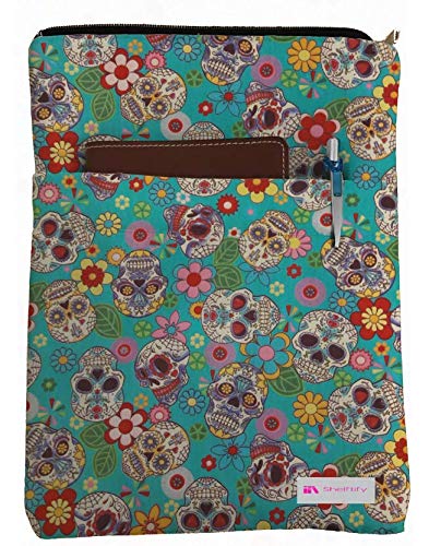 Skulls & Flowers Book Sleeve - Protective Cover for Hardcover & Paperback Books - Perfect Gift for Book Lovers - Ideal for Reading, Travel, and School Use