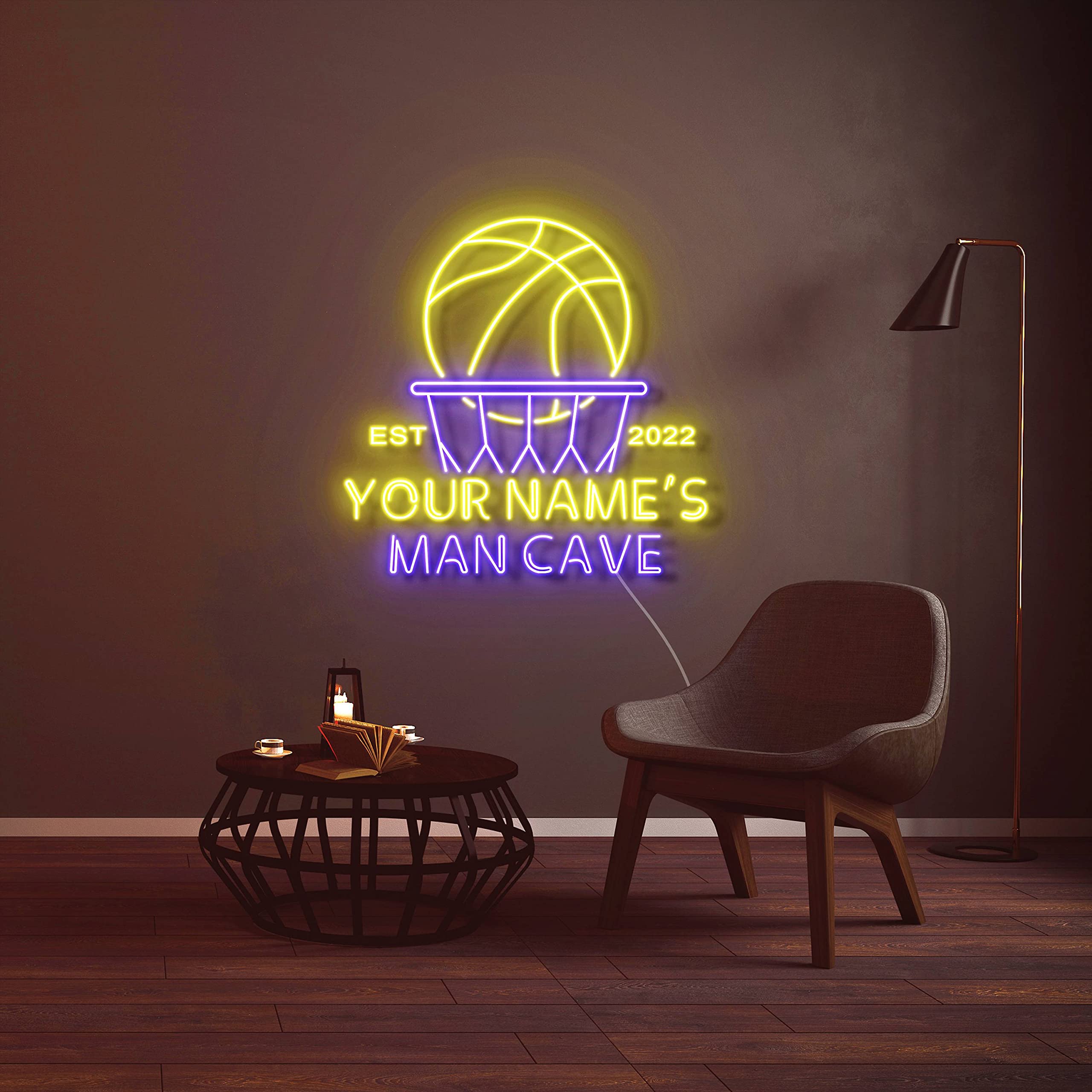 ADVPRO Custom Basketball LED Neon Sign - Ultra Bright Blue & Yellow Light for Man Cave, Game Room, Bar Decor - Personalized Sports Gift for Fans
