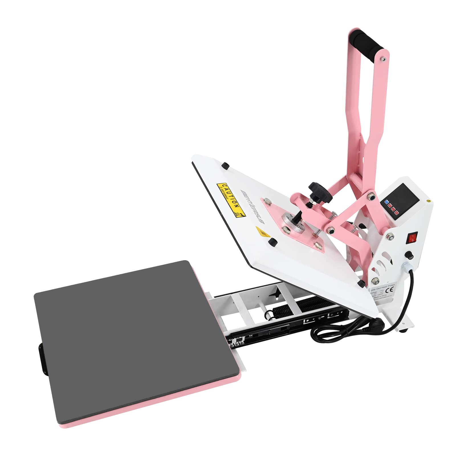 BetterSub 15x15 Inch Digital Heat Press Machine - Industrial Quality T-Shirt Transfer Press with Slide Out Tray (Pink) | Perfect for Custom T-Shirts, Mugs, Hats & DIY Craft Projects
