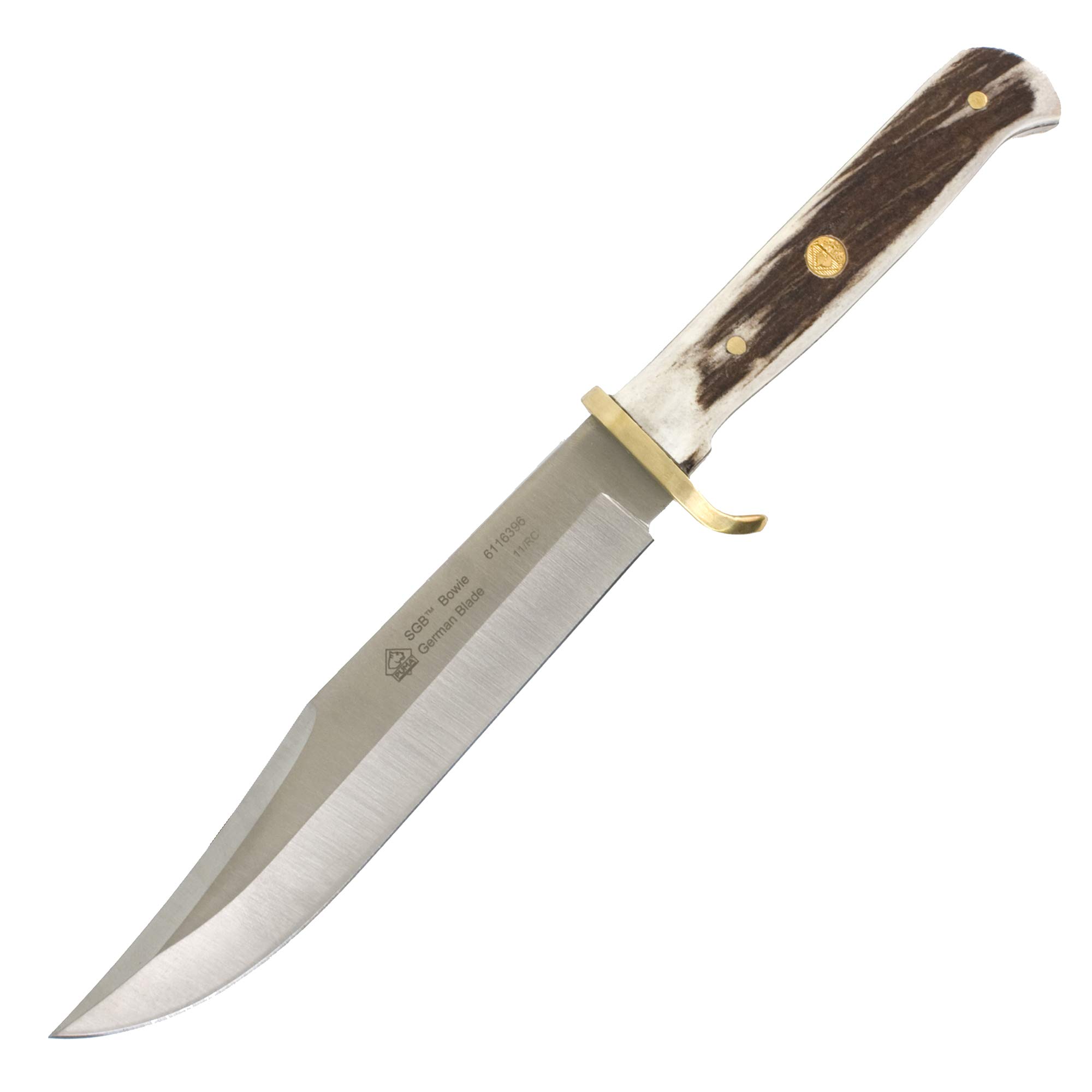 Puma SGB Bowie Stag Hunting Knife with Leather Sheath - Outdoor Survival, Camping, Hunting, and Bushcraft Knife for Adventurers