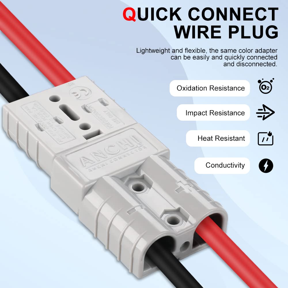 ELECTOP 10AWG Solar Panel Connector Cable - 50A/600V Waterproof Solar Connector with MC4 Adapter for Solar Generators, Inverters, Battery Packs & Charger Kits - Perfect for Off-Grid Power Systems, RV Solar Setup & Emergency Backup Power