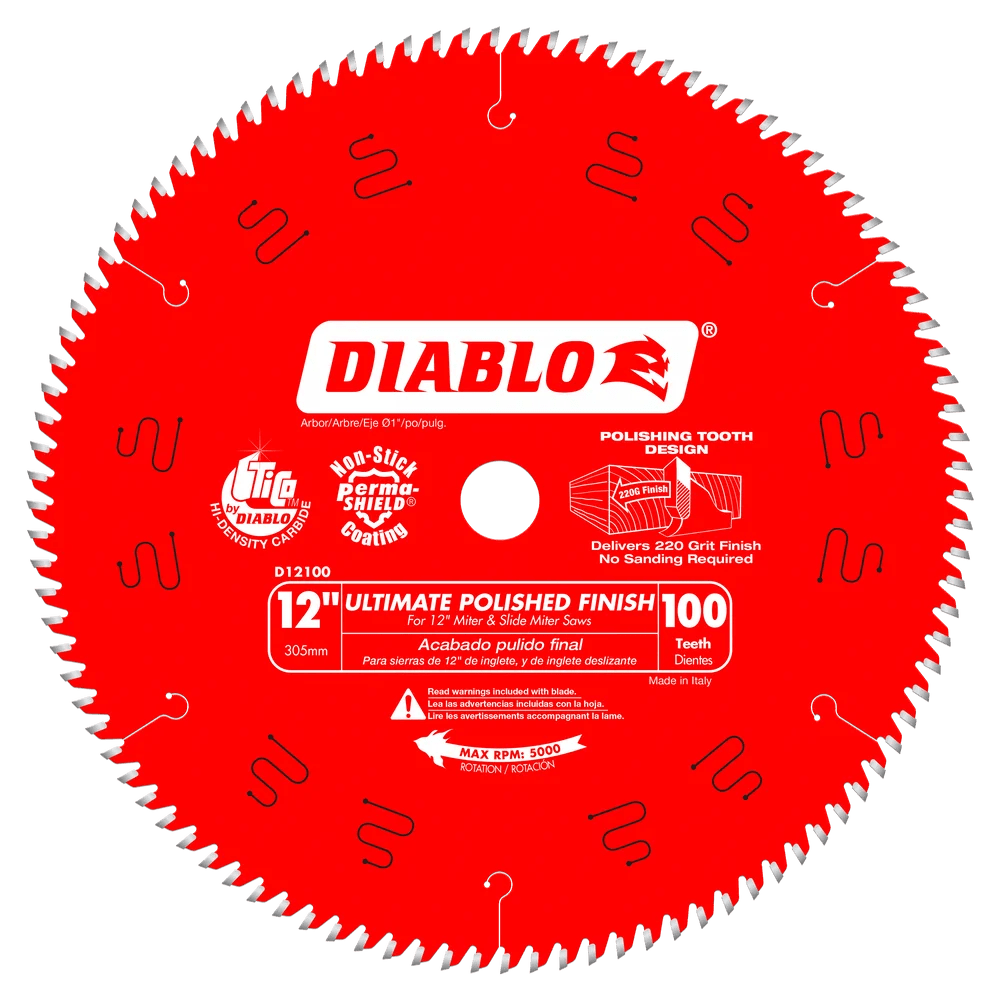 12-Inch 100-Tooth Ultimate Polished Finish Saw Blade - 4 Pack - Premium Woodworking & Metal Cutting Tool for DIY Projects & Professional Use