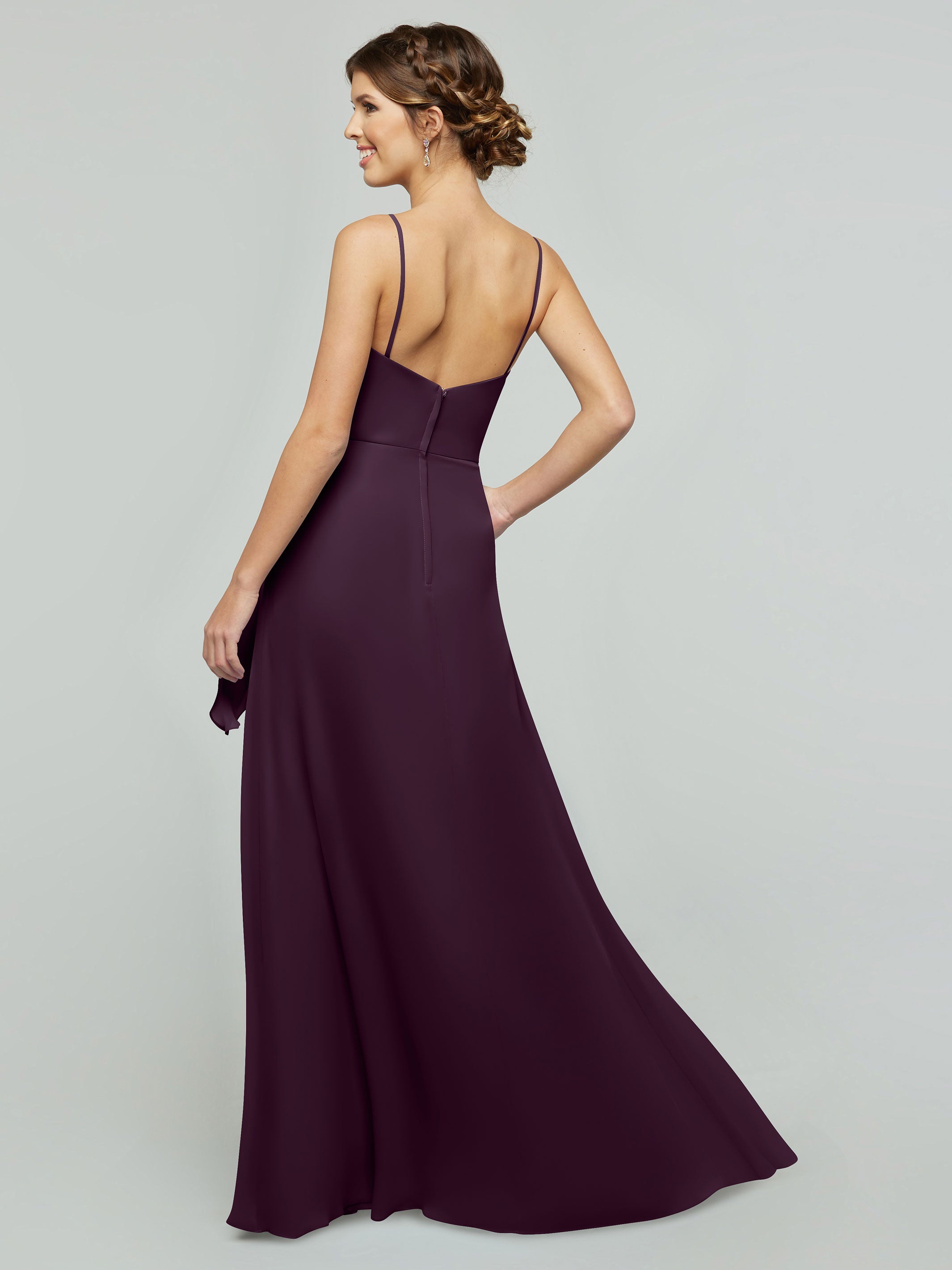Elegant 80182 Chiffon A-Line Bridesmaid Dress with V-Neck & Spaghetti Straps - Perfect for Weddings, Formal Events & Special Occasions