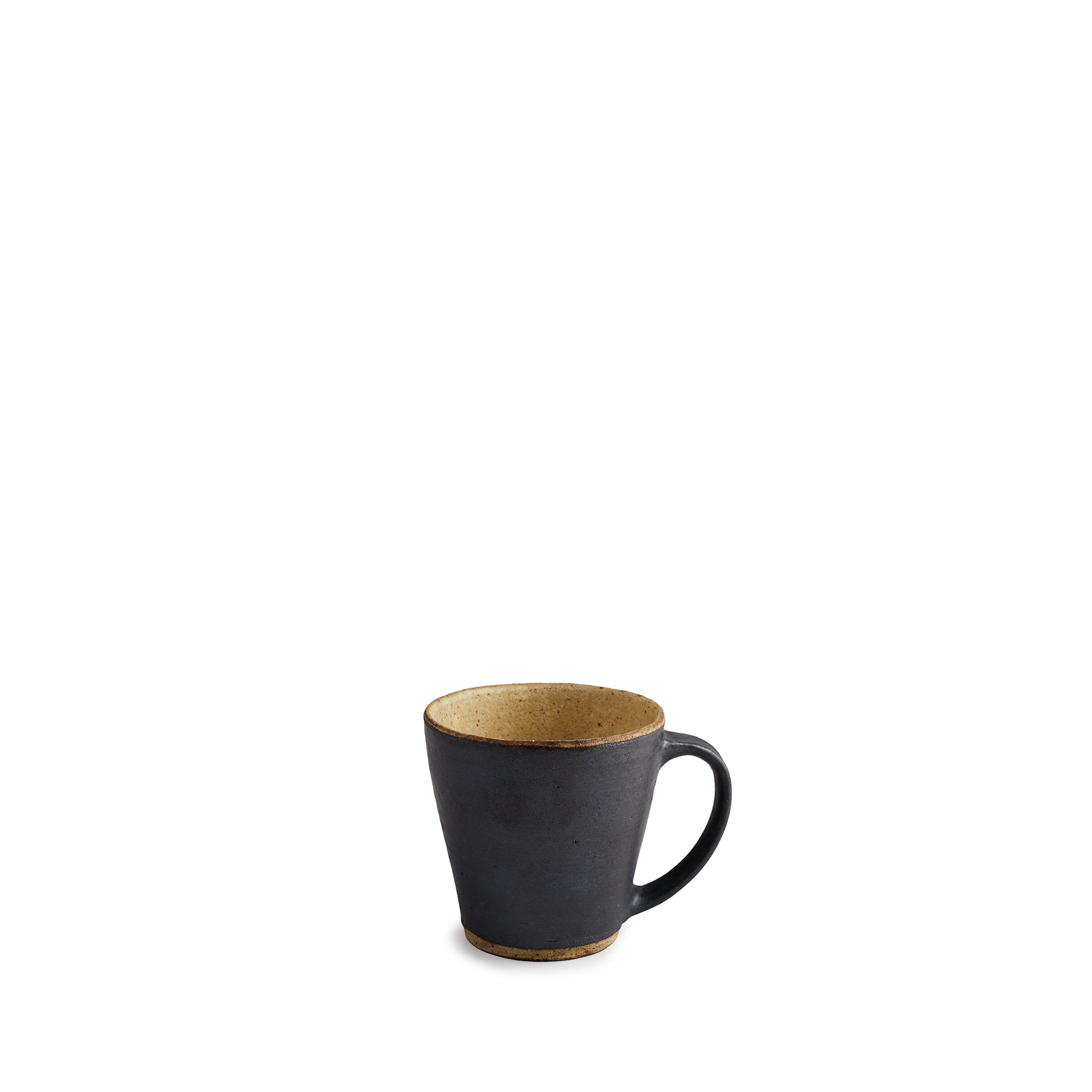Handmade Japanese Kohiki Black Glazed Ceramic Mug #53 - Perfect for Tea, Coffee & Hot Drinks at Home or Office