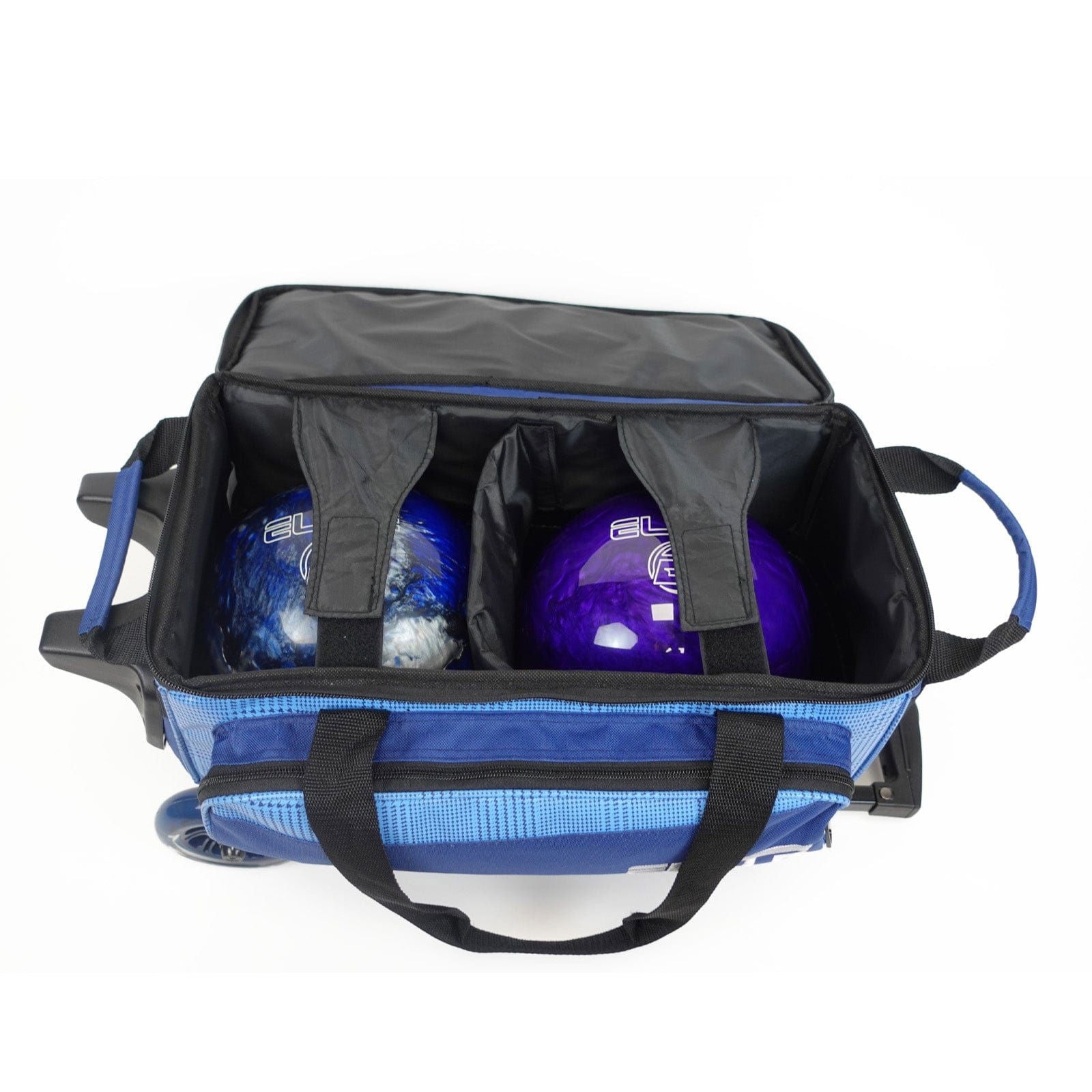 ELITE Deluxe Double Roller Bowling Bag - Navy Plaid Design for Easy Transport | Perfect for League Play & Tournaments | Durable & Stylish Bowling Accessory
