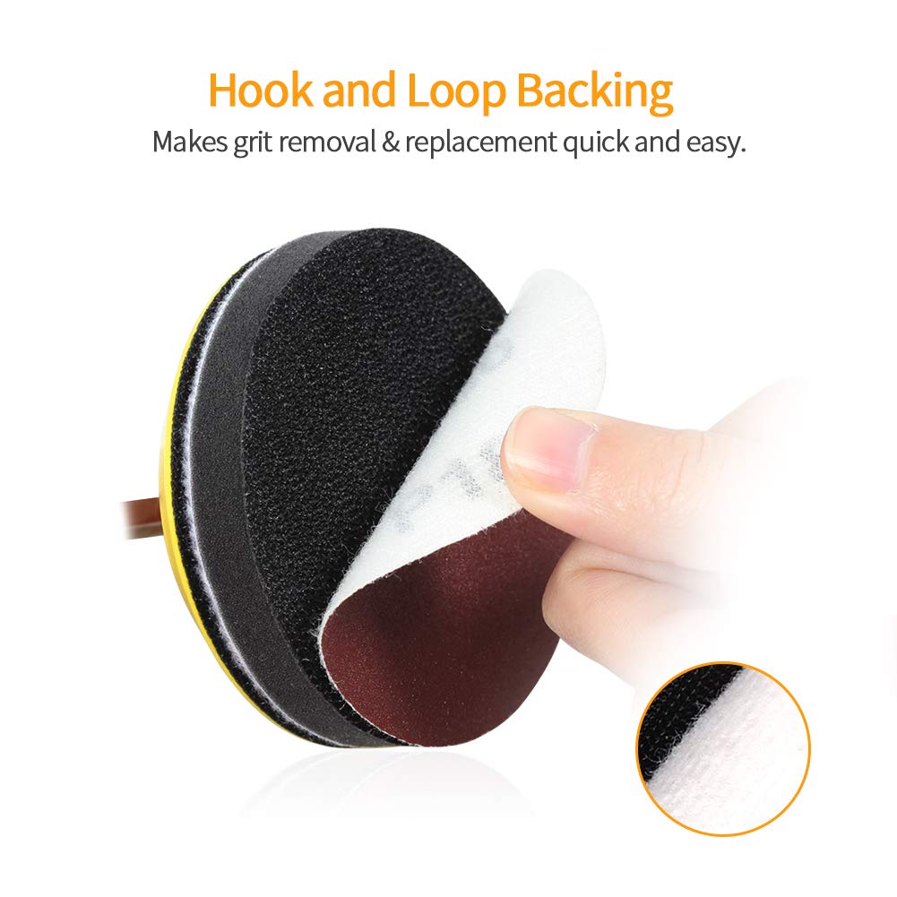 SPEEDWOX 3 Inch 180 Grit Hook and Loop Sanding Discs - 100pcs No Hole Sandpaper for Wood, Metal, Plastic - Perfect for Drill, Grinder, Rotary Tools - DIY, Woodworking, Furniture Refinishing & Surface Preparation