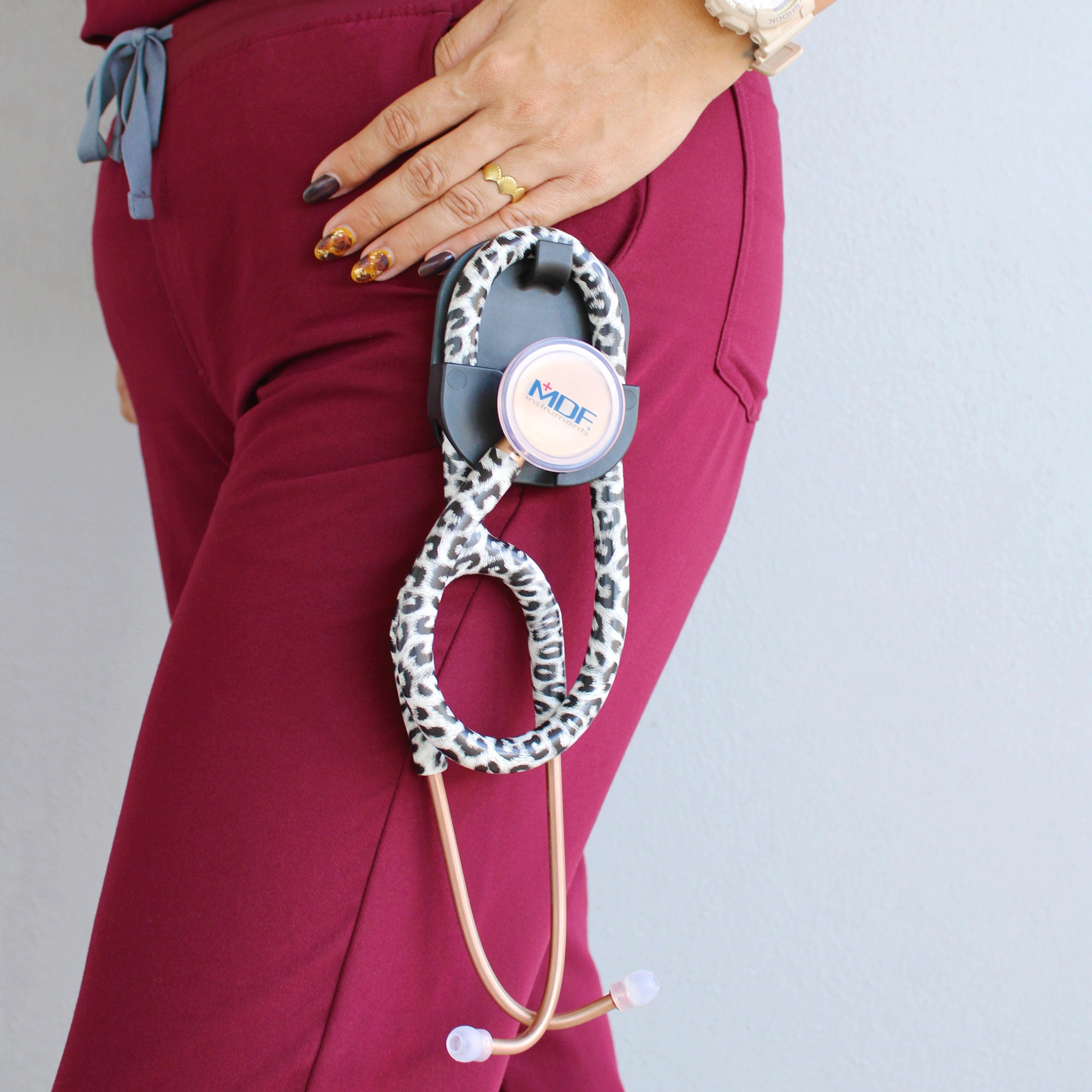 Premium Titanium Cardiology Stethoscope - Snow Leopard & Rose Gold Design | Ideal for Medical Professionals, Nurses & Students | Perfect for Hospital, Clinic & Home Use