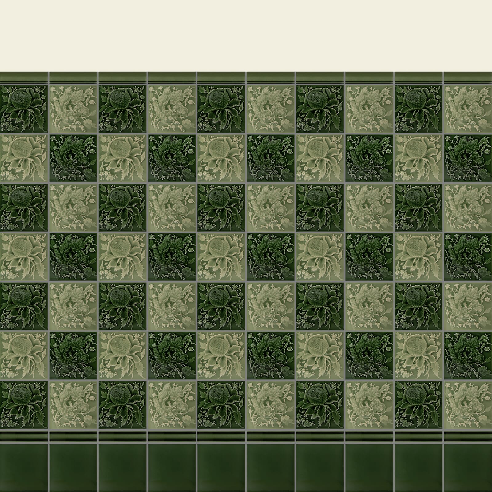 ARTEMIS ROSE Relief Tiles in Sage Green - Decorative Wall Tiles for Kitchen Backsplash, Bathroom Decor & Home Renovation