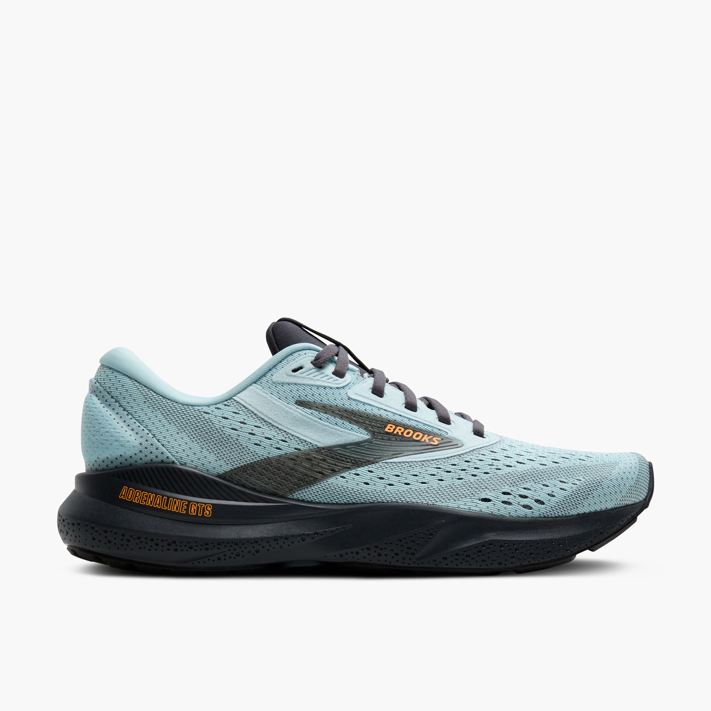Brooks Men's Adrenaline GTS 24 Running Shoes - Winter Sky/Ebony/Orange - Supportive Cushioning for Road Running & Jogging