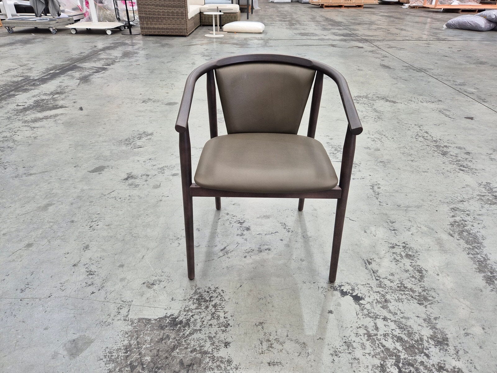 Premium Olive Leather Otway Armchairs - Set of 6 Modern Lounge Chairs for Living Room, Office or Library - Durable & Comfortable Leather Seating Furniture