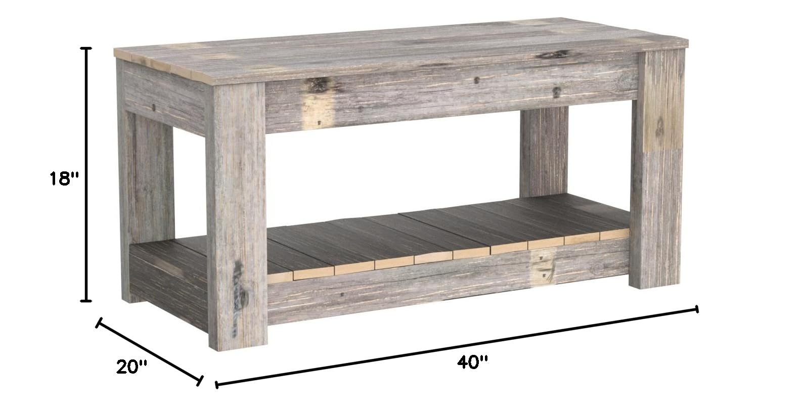 Natural Unfinished Wood Coffee Table with Shelf - Rustic Modern Living Room Furniture for Home Decor | Doug and Cristy Designs
