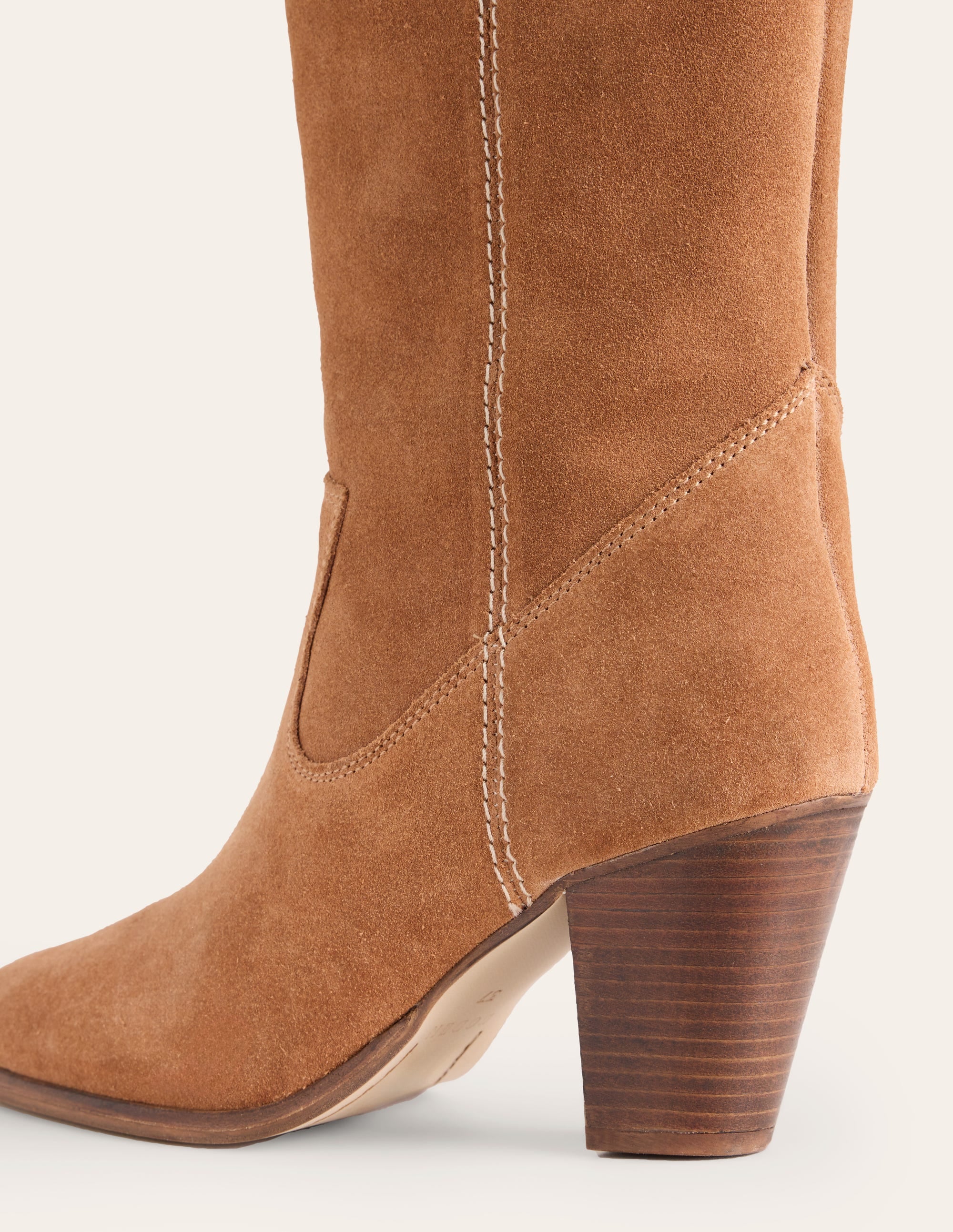 Women's Almond Toe High Heel Knee Boots in Tan - Stylish Fall & Winter Fashion for Office, Party & Date Night Outfits