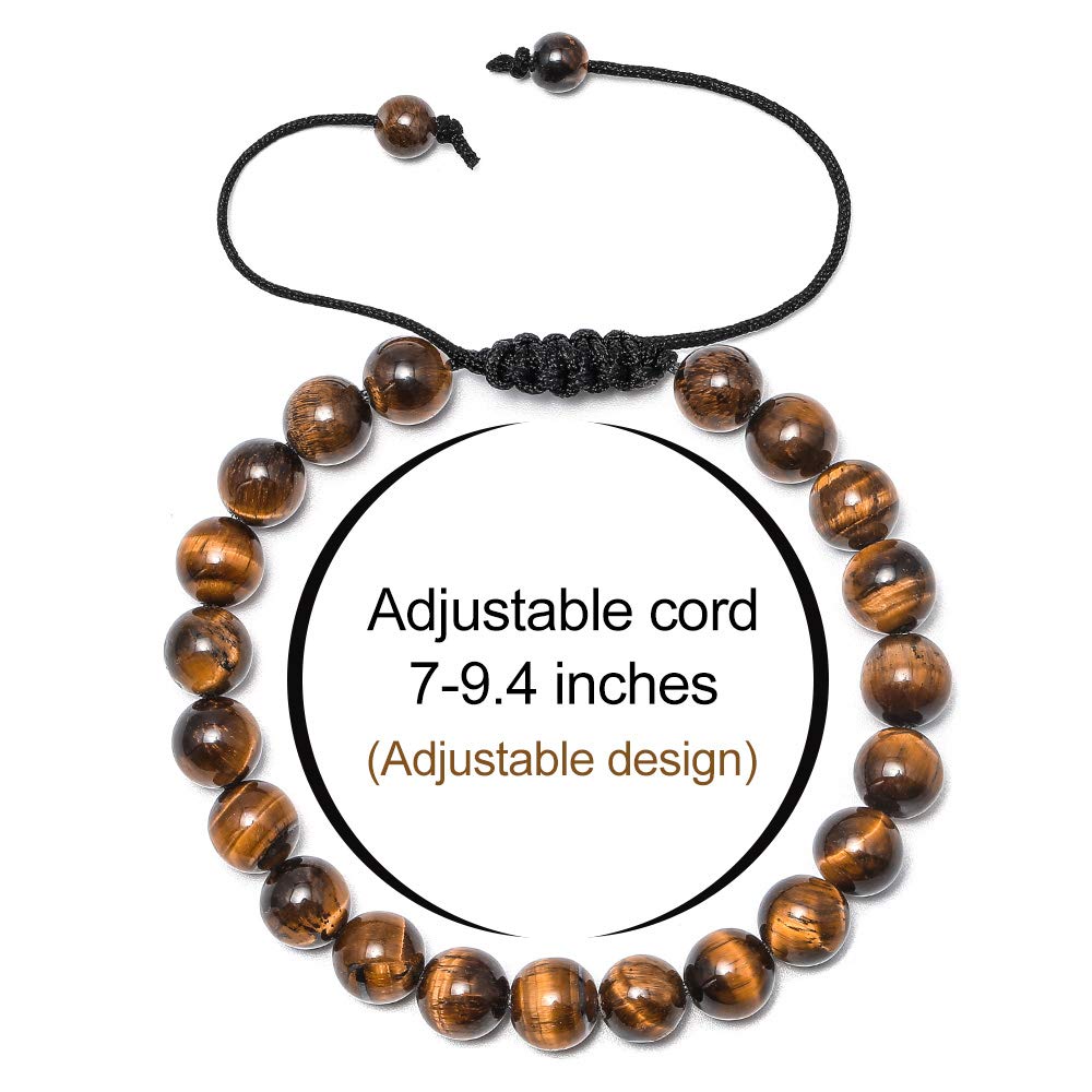 Tiger Eye & Lava Rock Men's Bracelet - 8mm Adjustable Anxiety Relief Stone, Aromatherapy Essential Oil Diffuser, Stress Reducing Gift for Him - Perfect for Meditation, Yoga & Daily Wear