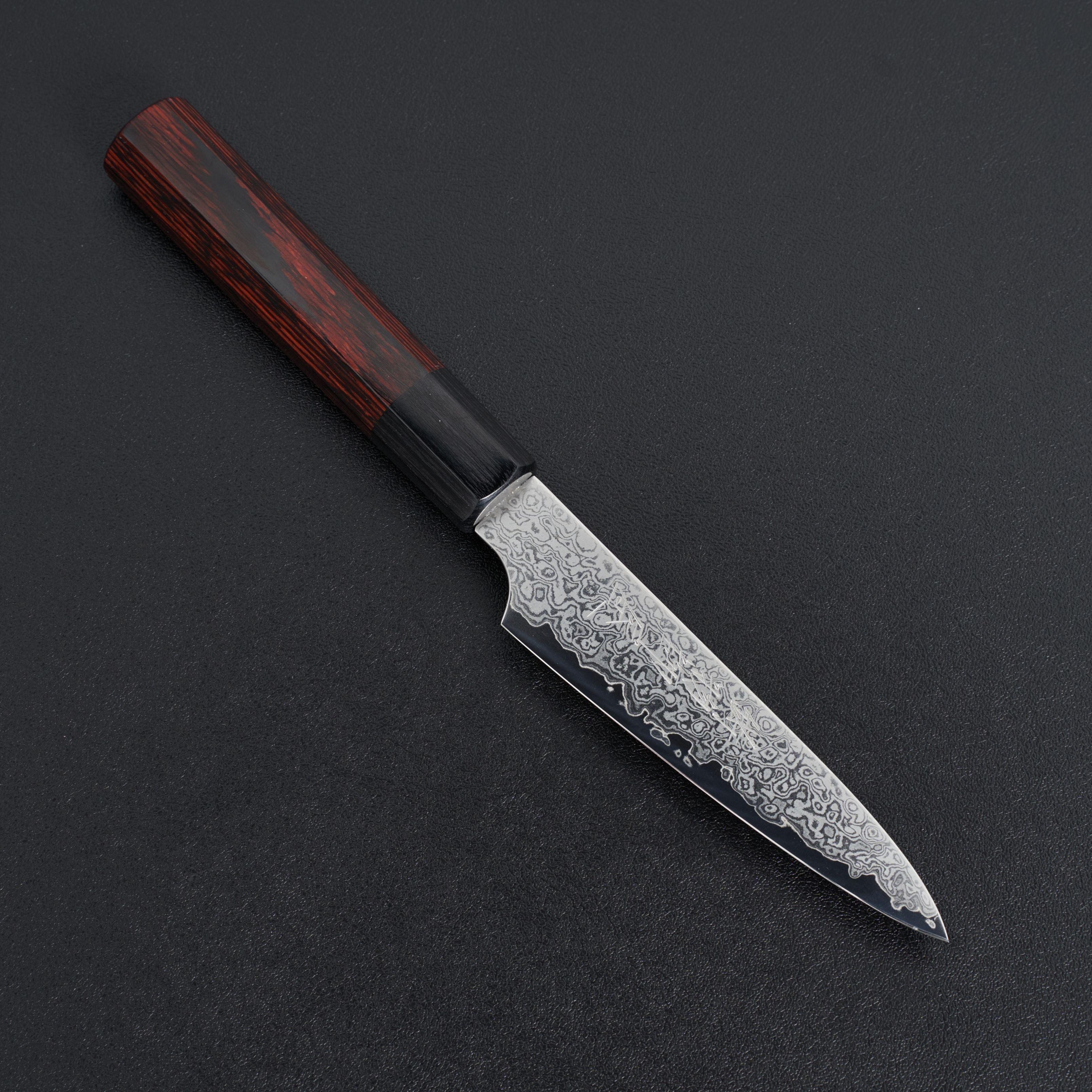 Hitohira Imojiya TH Damascus Petty Knife 120mm - Japanese Chef Knife with Pakka Wood Handle for Precision Slicing, Chopping & Garnishing - Perfect for Home Cooks & Professional Chefs